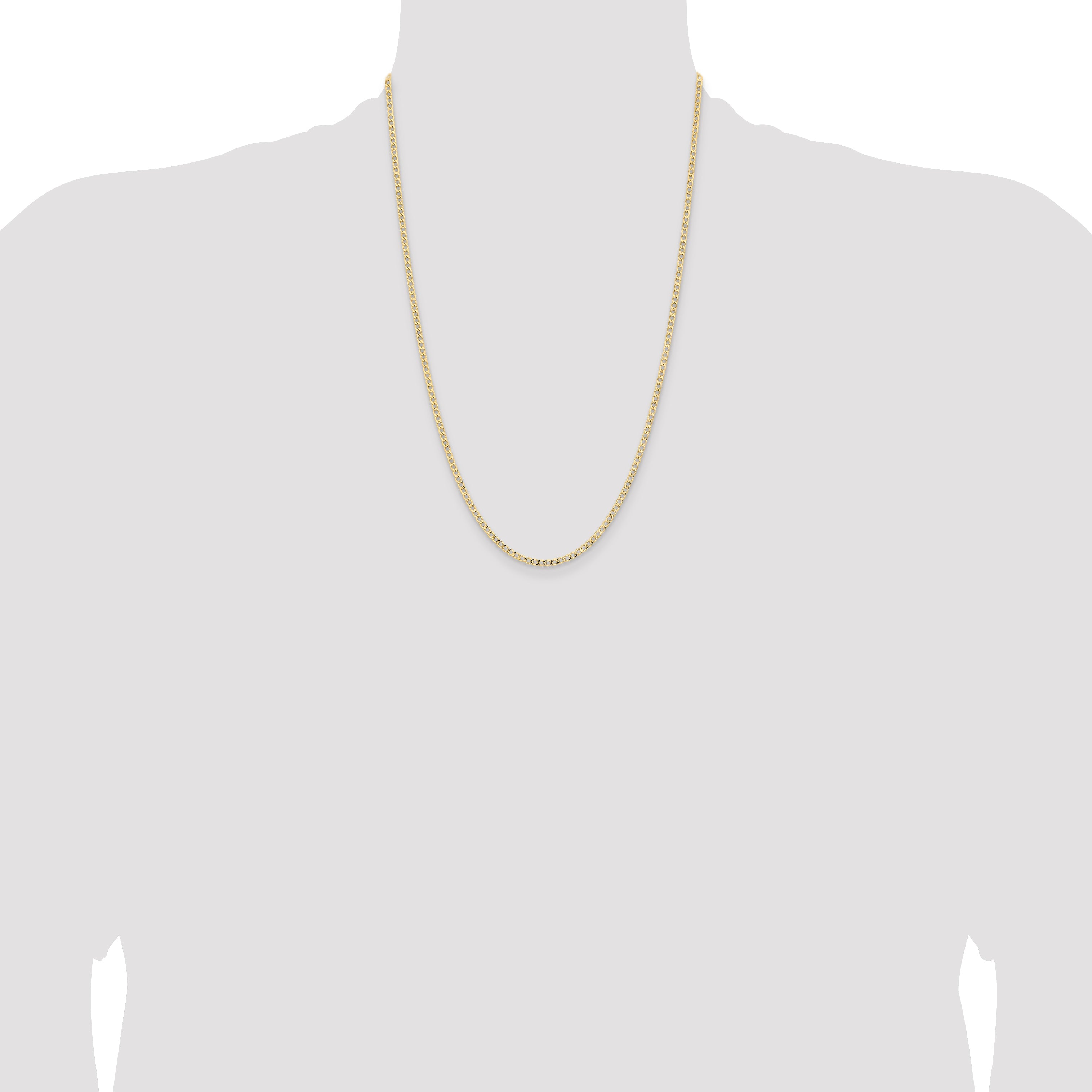 24 Inch 14K Yellow Gold 2.85mm Semi Solid Curb Chain Necklace
