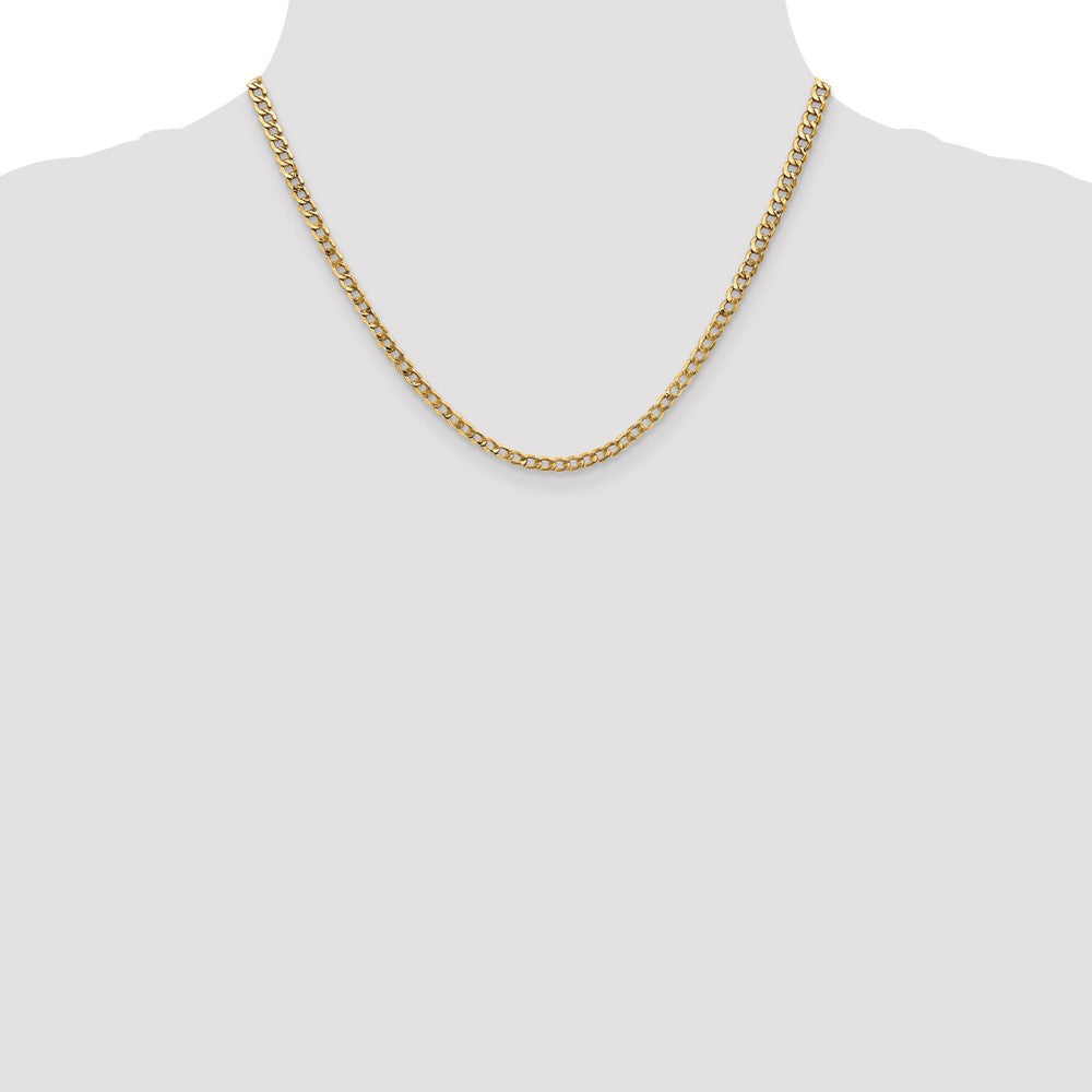 18 Inch 14K Yellow Gold 3.35mm Semi Solid Curb Chain Necklace