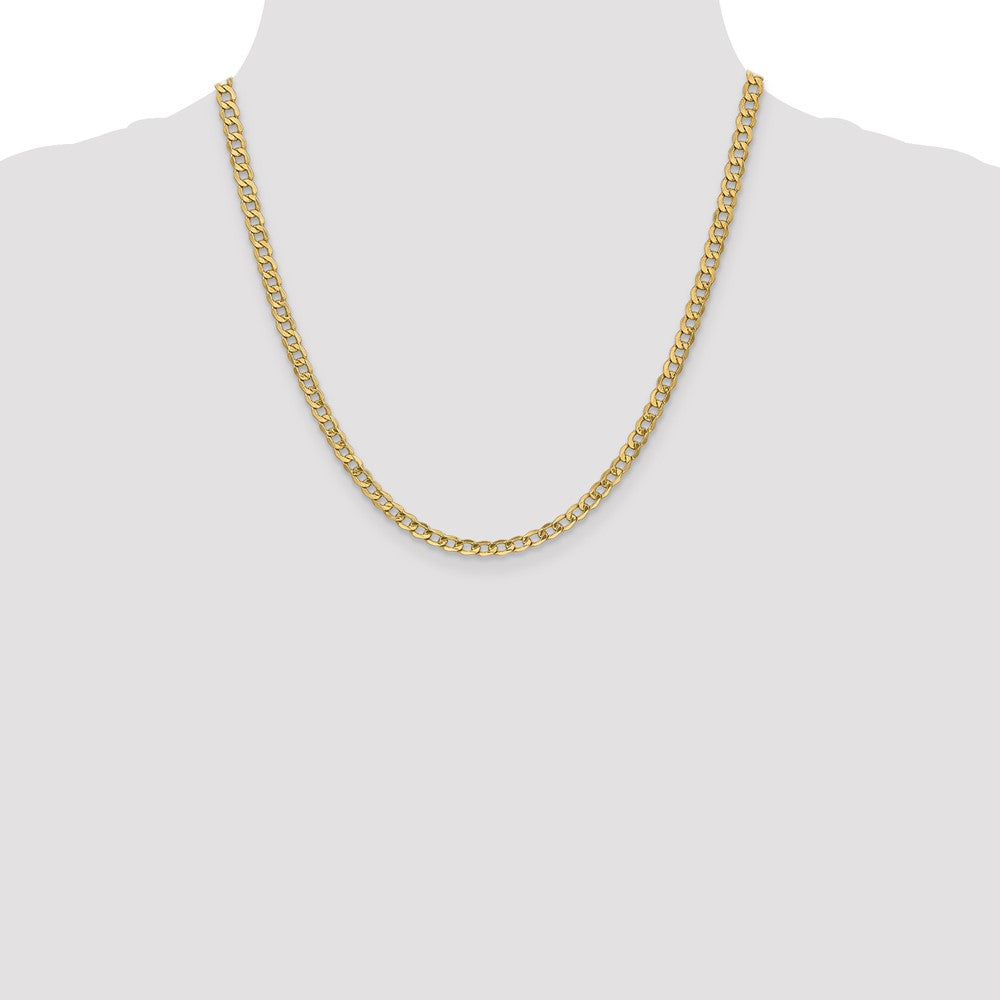 2 Inch 14K Yellow Gold 4.3mm Semi Solid Curb Chain Necklace