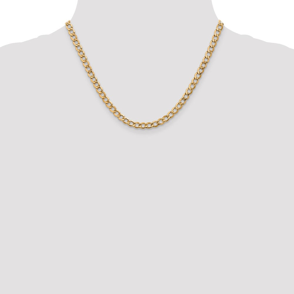 18 Inch 14K Yellow Gold 5.25mm Semi Solid Curb Chain Necklace