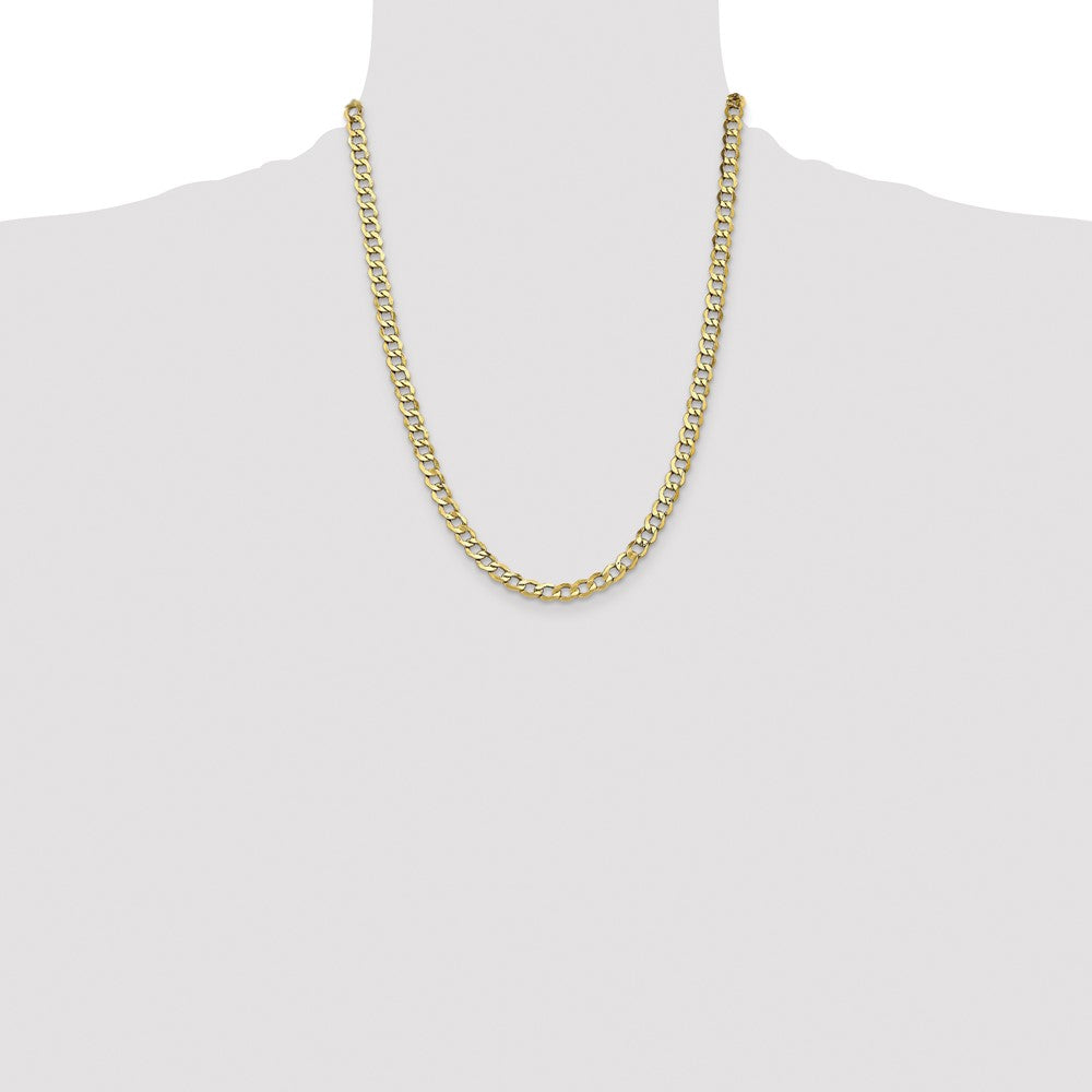 22 Inch 14K Yellow Gold 6.5mm Semi Solid Curb Chain Necklace
