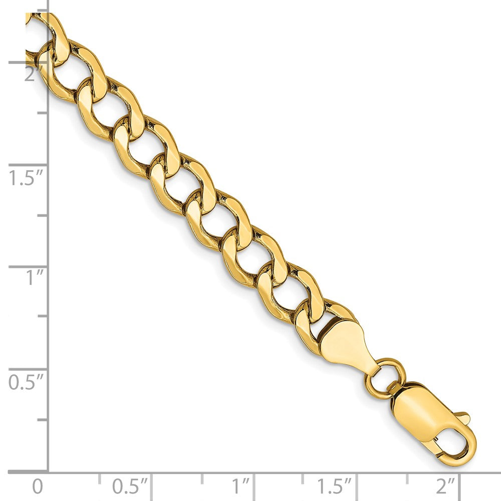 8 Inch 14K Yellow Gold 6.5mm Semi Solid Curb Chain Bracelet