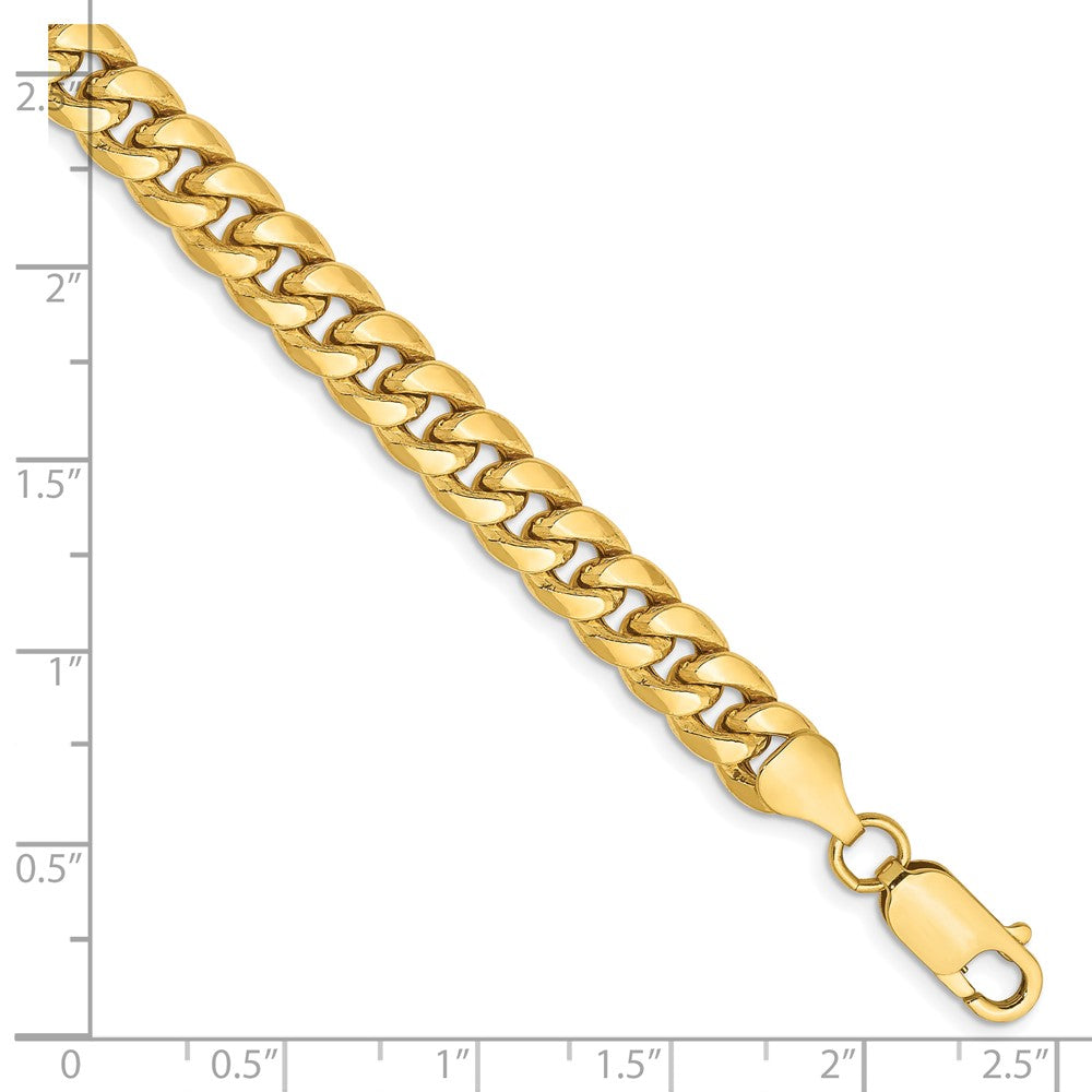 7 Inch 14K Yellow Gold 6.75mm Semi Solid Miami Cuban Chain Bracelet
