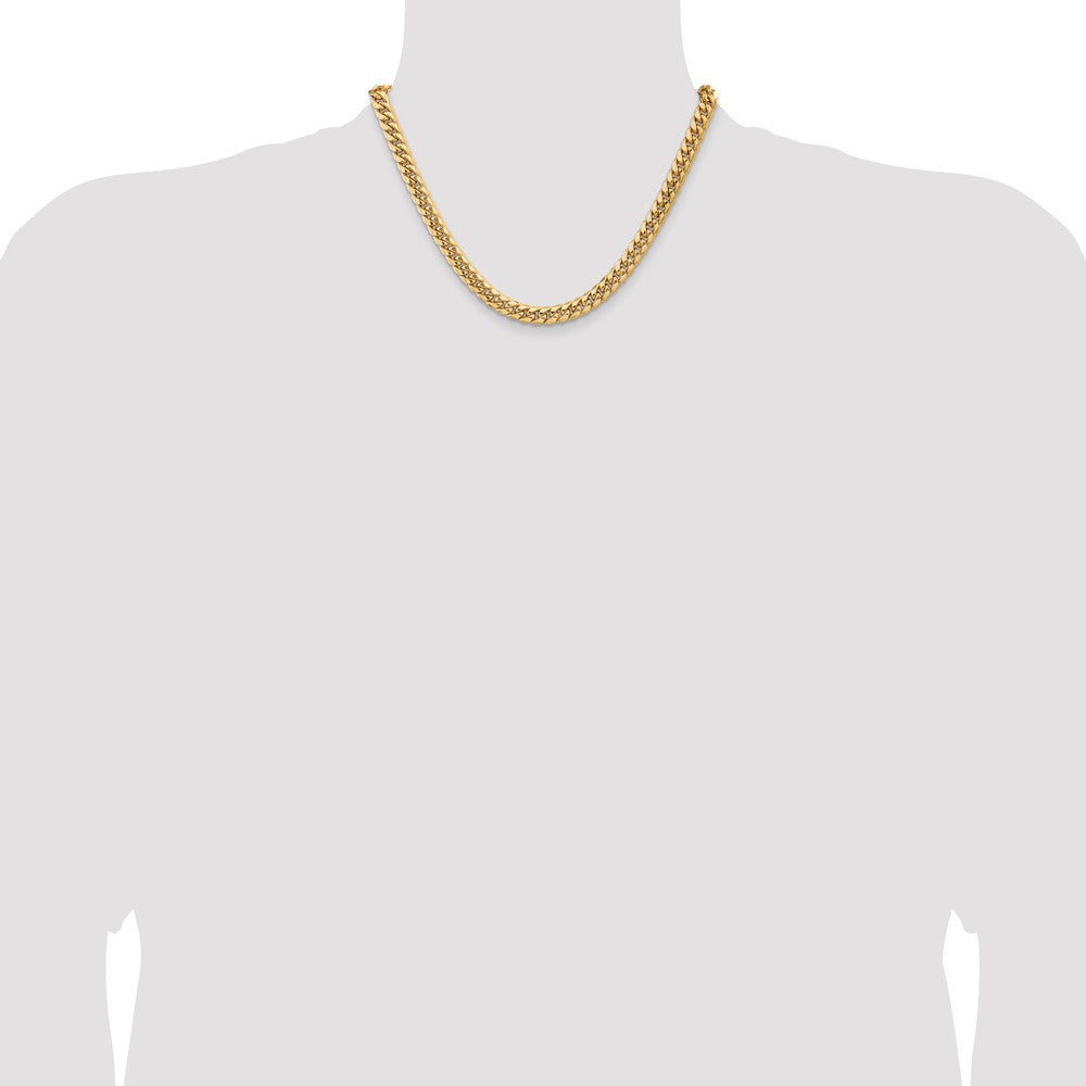 18 Inch 14K Yellow Gold 7.3mm Semi Solid Miami Cuban Chain Necklace