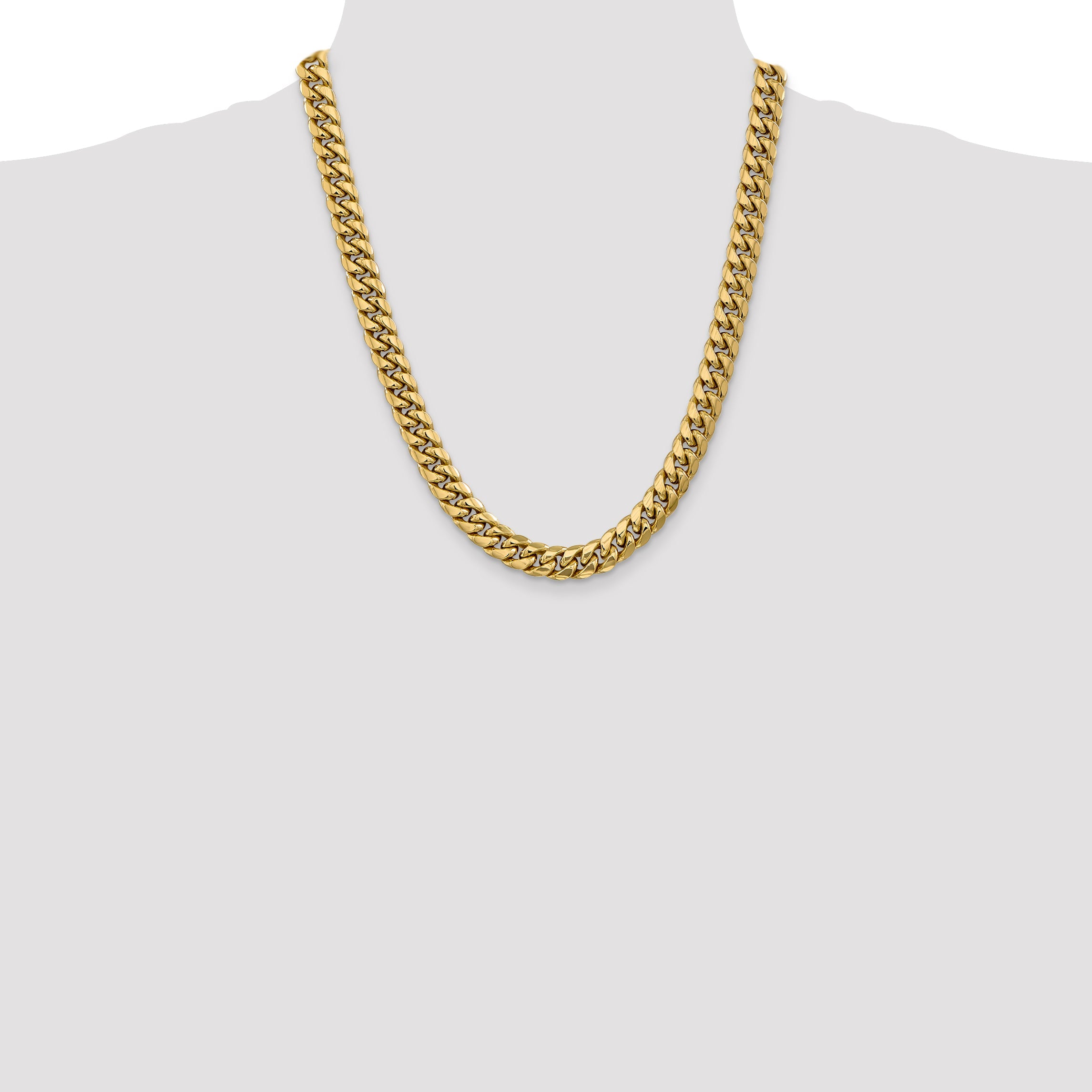 22 Inch 14K Yellow Gold 9.3mm Semi Solid Miami Cuban Chain Necklace