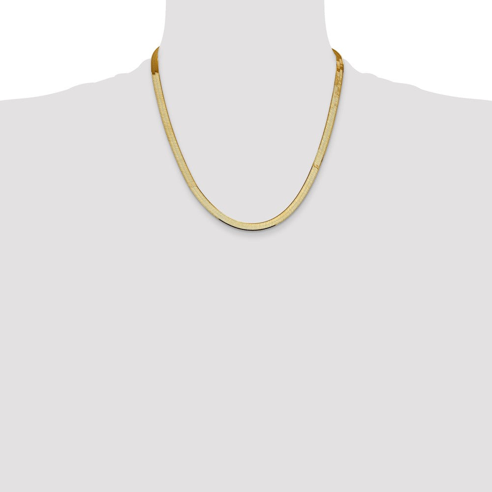 2 Inch 14K Yellow Gold 5.5mm Silky Herringbone Chain Necklace