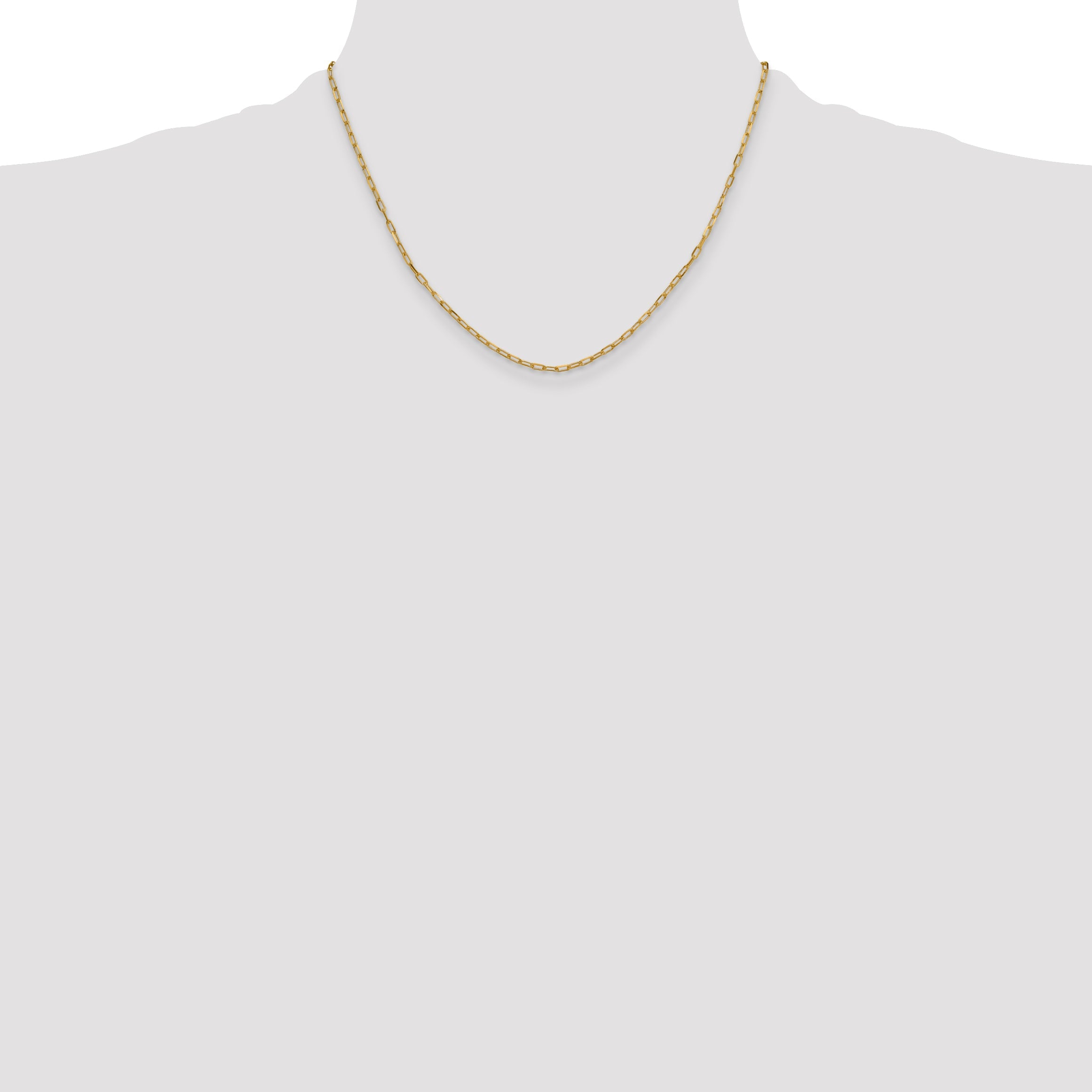18 Inch 14K Yellow Gold 2.2mm Solid Beveled D/C Paperclip Chain Necklace