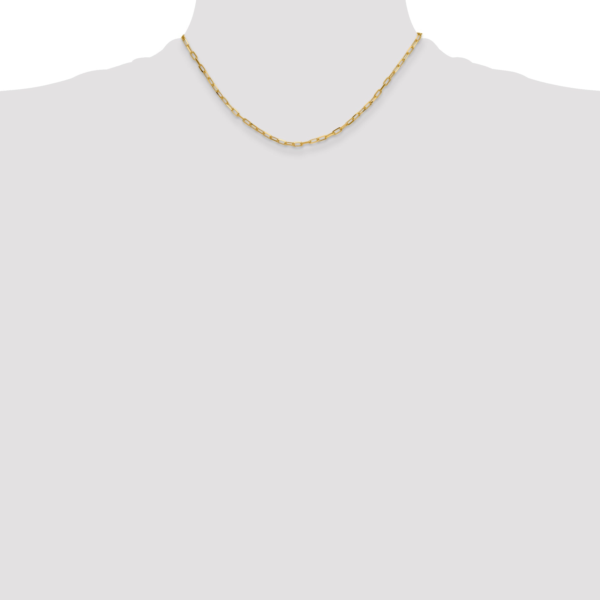 16 Inch 14K Yellow Gold 3.0mm Solid Beveled D/C Paperclip Chain Necklace