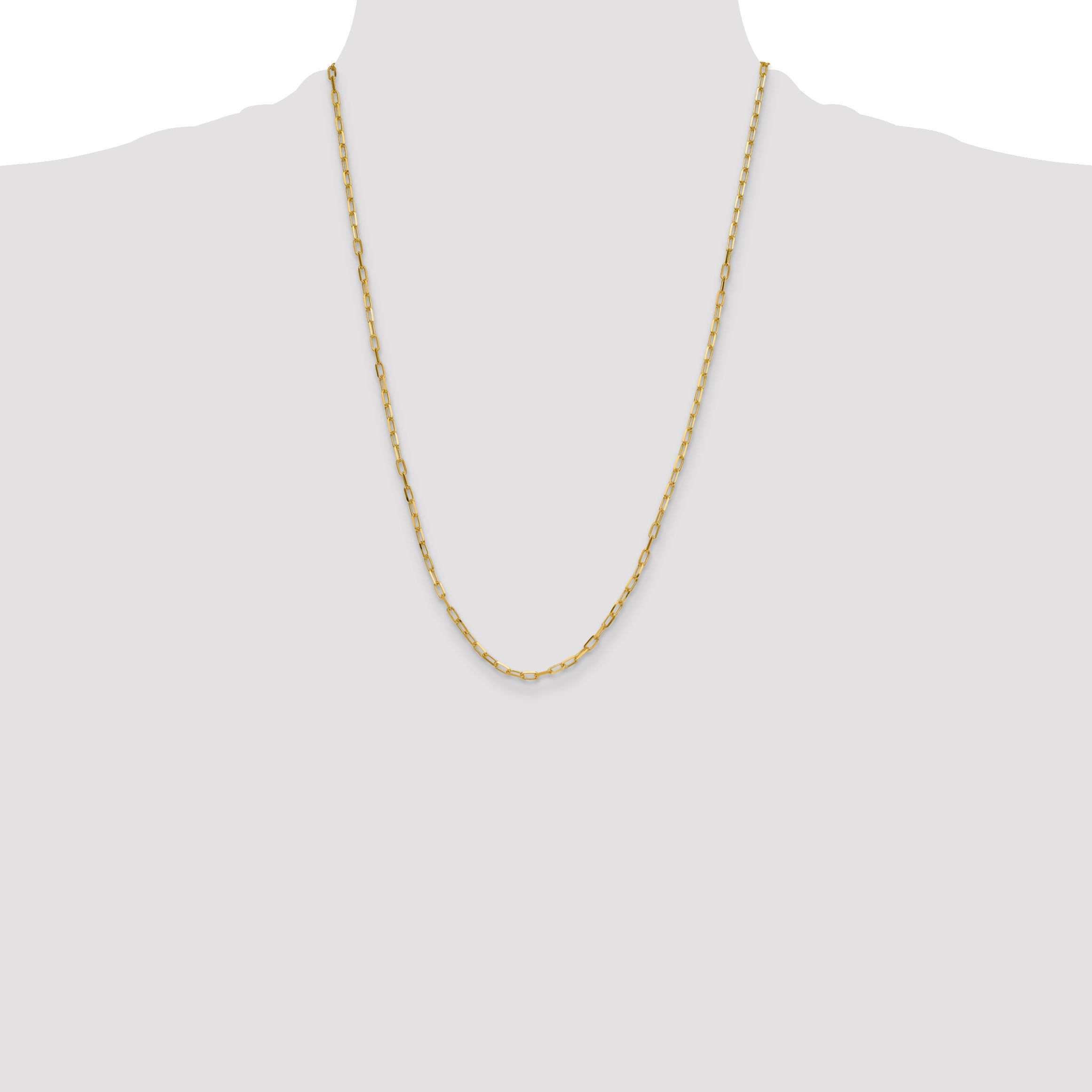 24 Inch 14K Yellow Gold 3.0mm Solid Beveled D/C Paperclip Chain Necklace