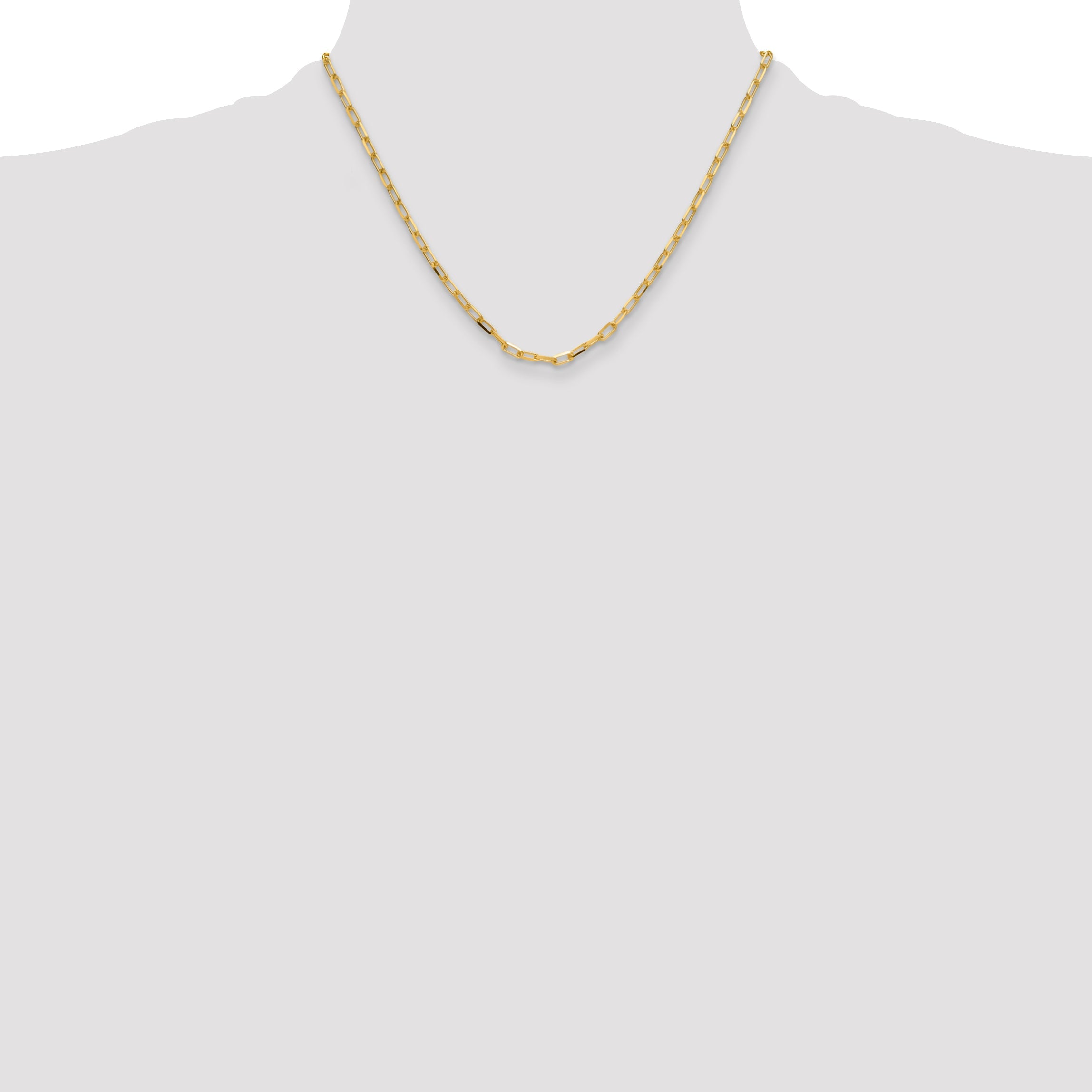 18 Inch 14K Yellow Gold 3.5mm Solid Beveled D/C Paperclip Chain Necklace