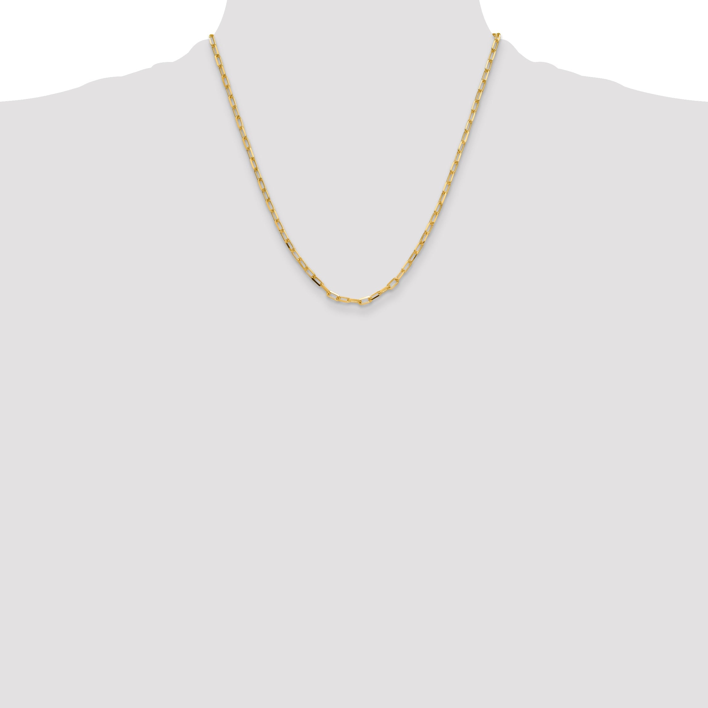 2 Inch 14K Yellow Gold 3.5mm Solid Beveled D/C Paperclip Chain Necklace