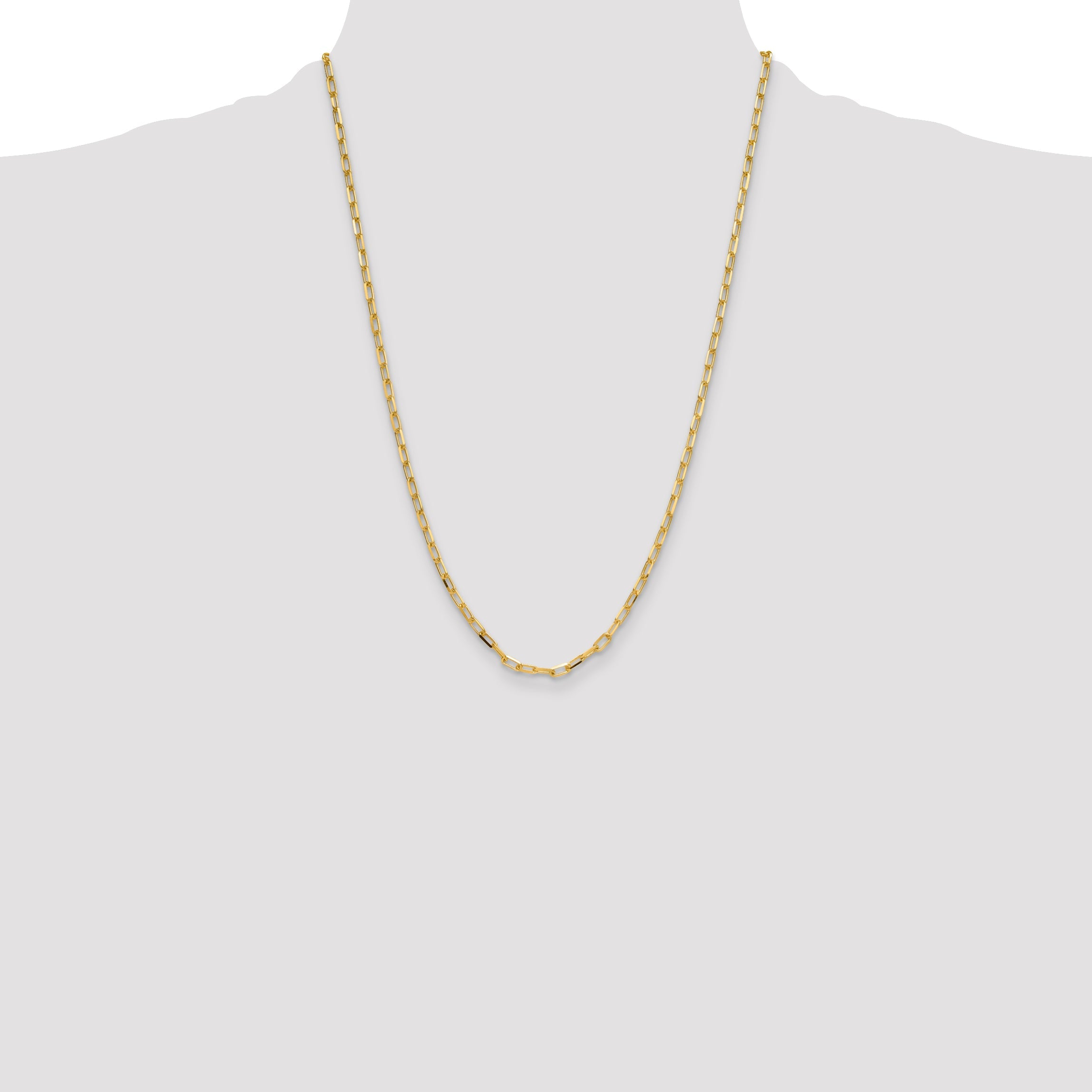 24 Inch 14K Yellow Gold 3.5mm Solid Beveled D/C Paperclip Chain Necklace