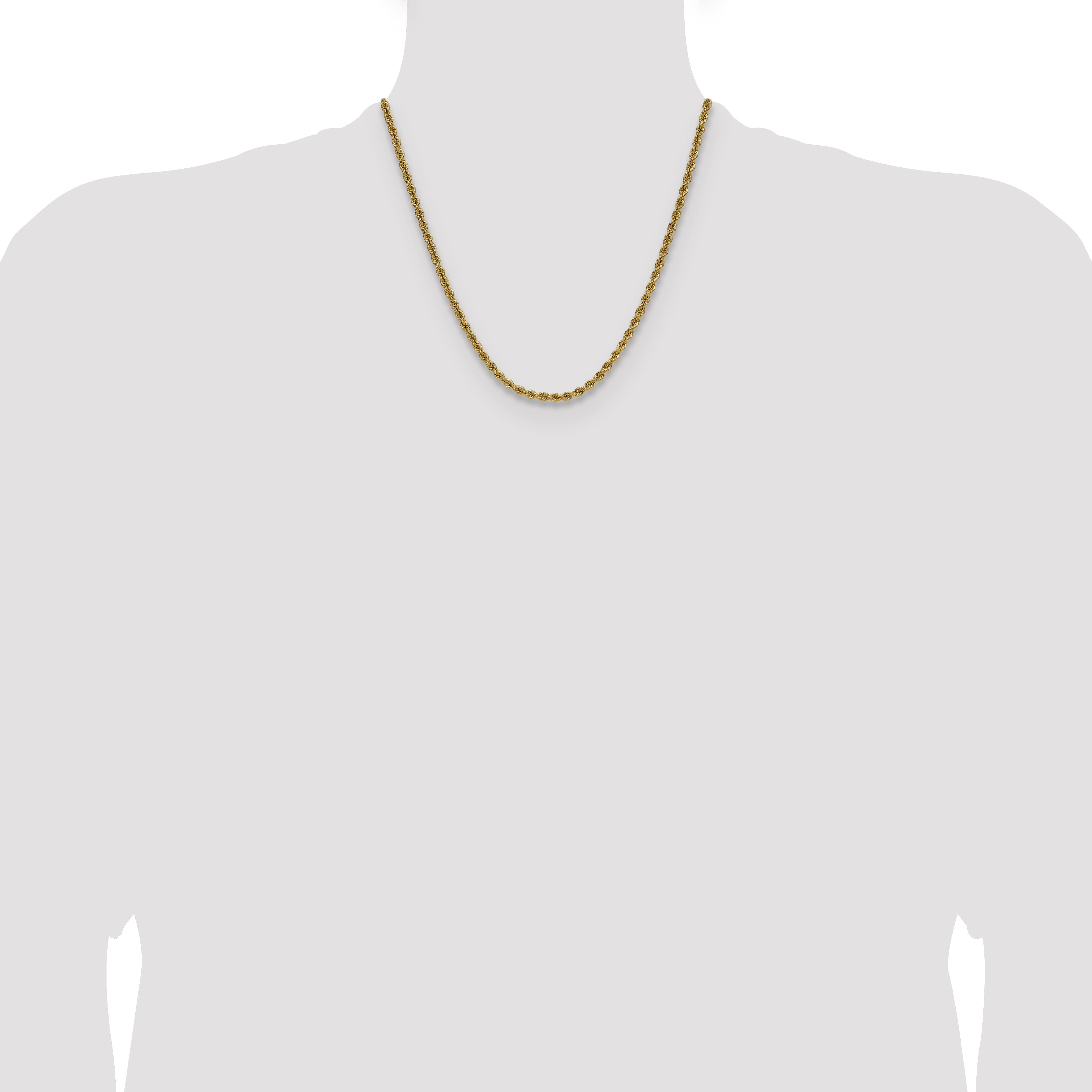 2 Inch 14K Yellow Gold 3.65mm Regular Rope Chain Necklace