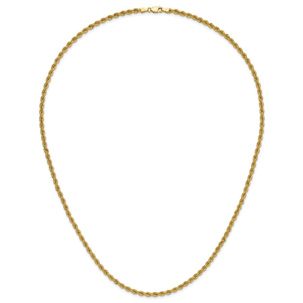 24 Inch 14K Yellow Gold 3.65mm Regular Rope Chain Necklace