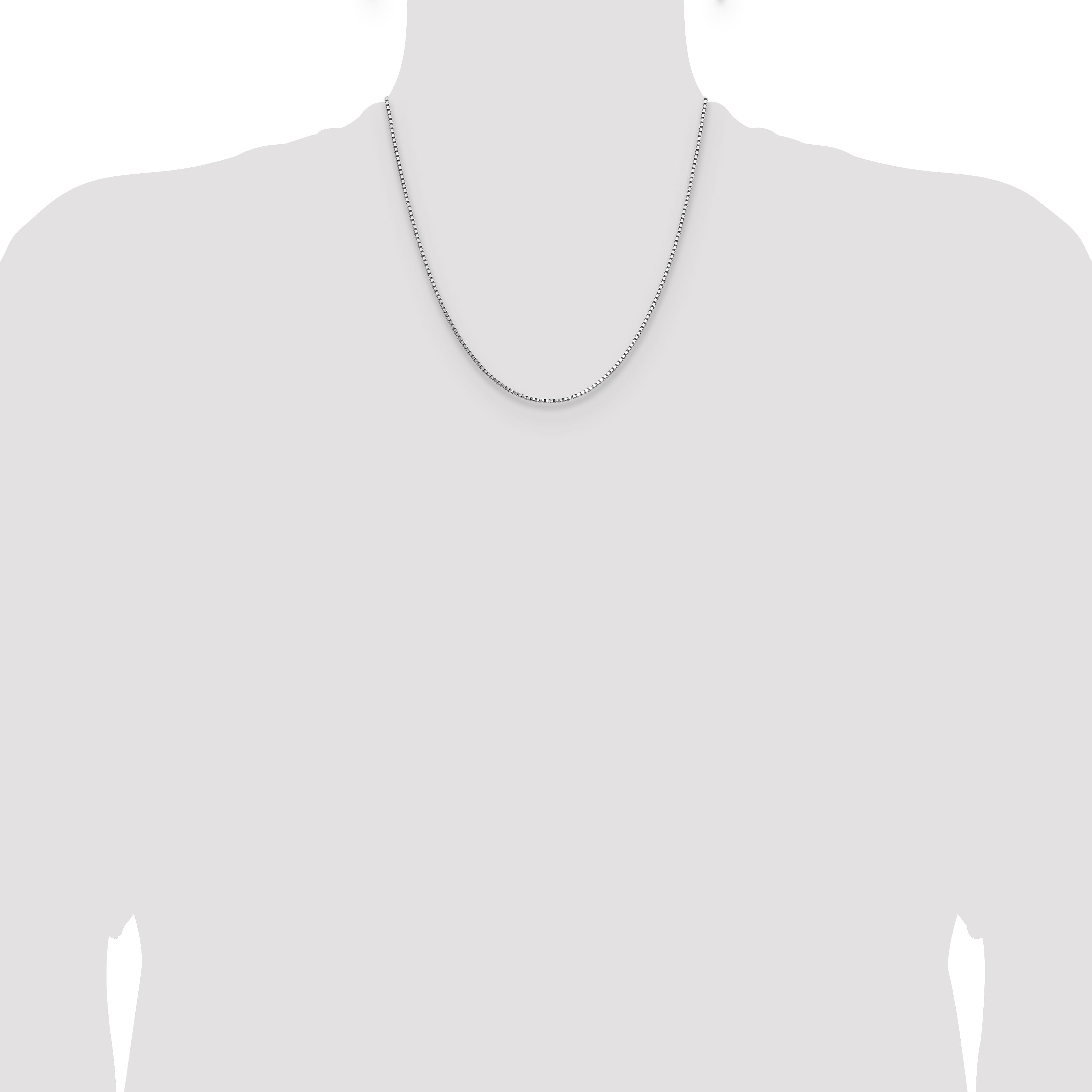 2 Inch 14K White Gold 1.10mm Box Chain Necklace