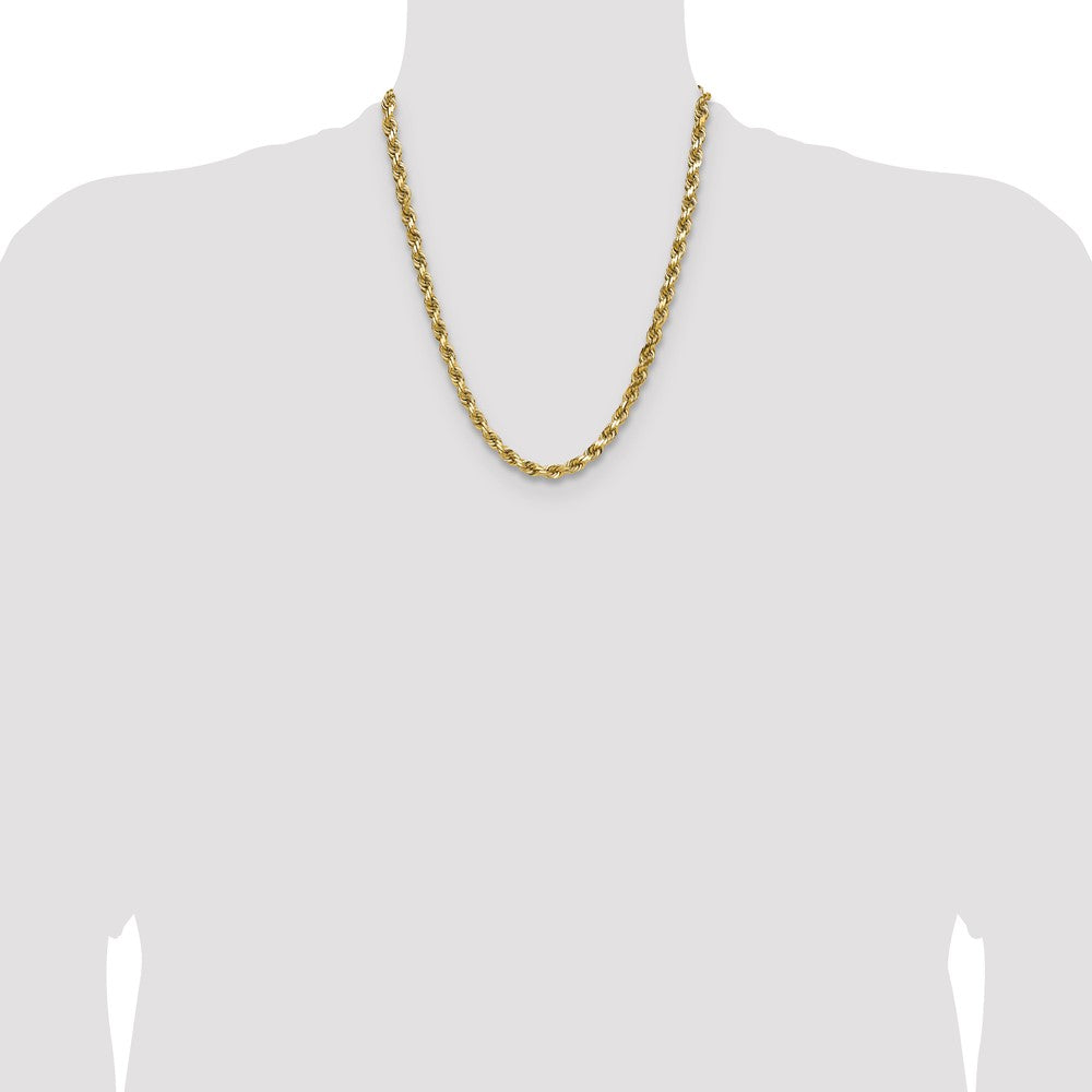 22 Inch 14K Yellow Gold 6.5mm Diamond Cut Rope Chain Necklace