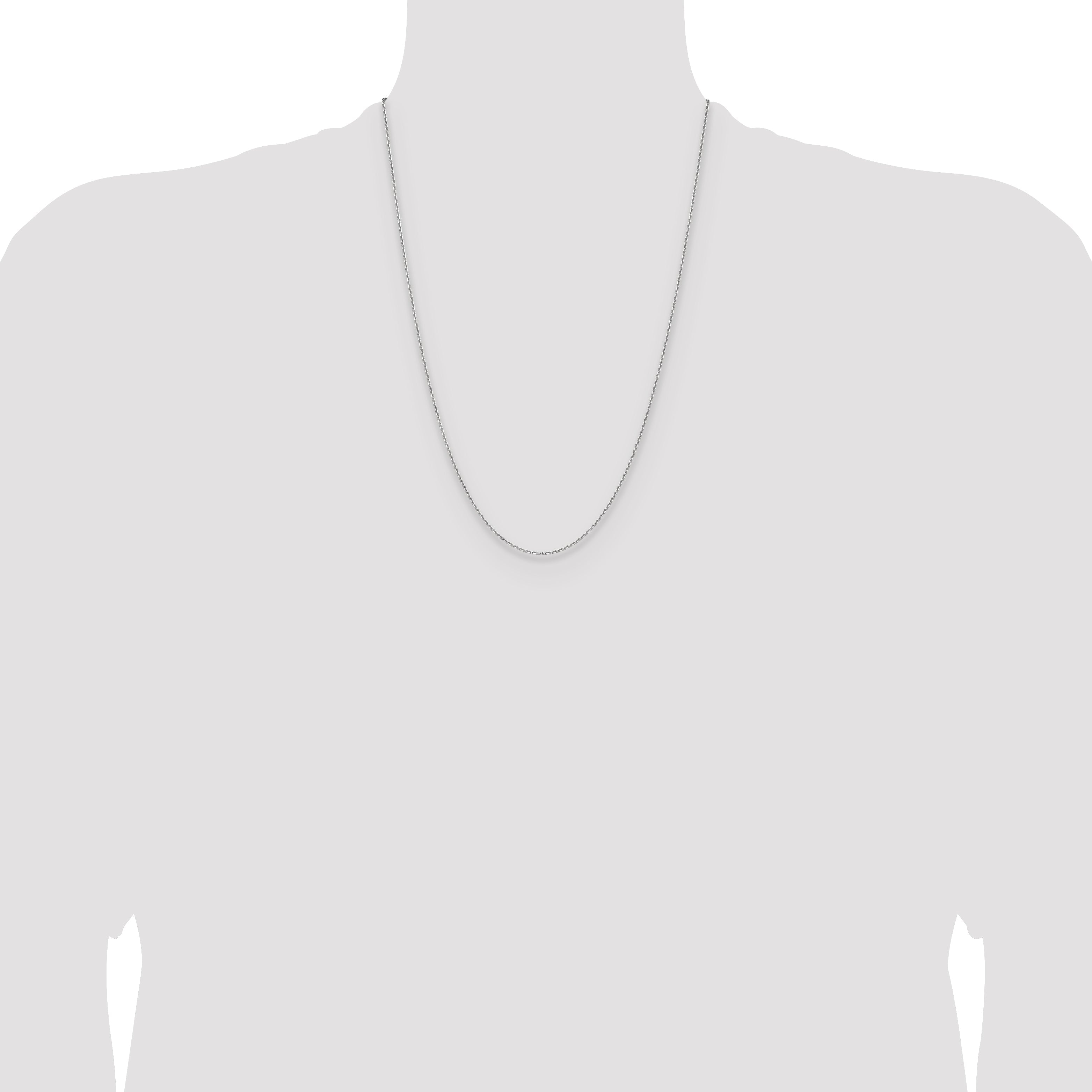 24 Inch 14K White Gold 1.5mm D/C Square Cable Chain Necklace