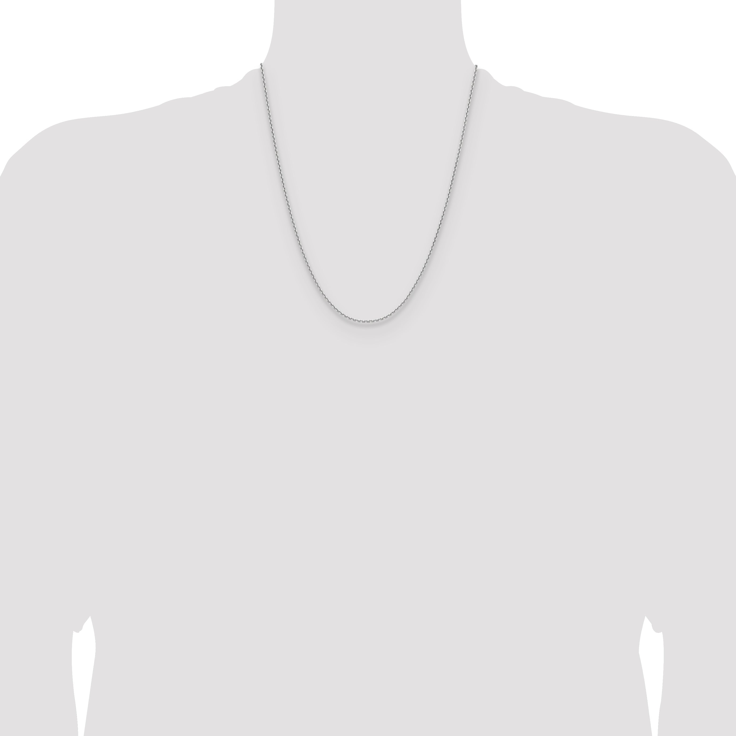 22 Inch 14K White Gold 1.65mm D/C Square Cable Chain Necklace