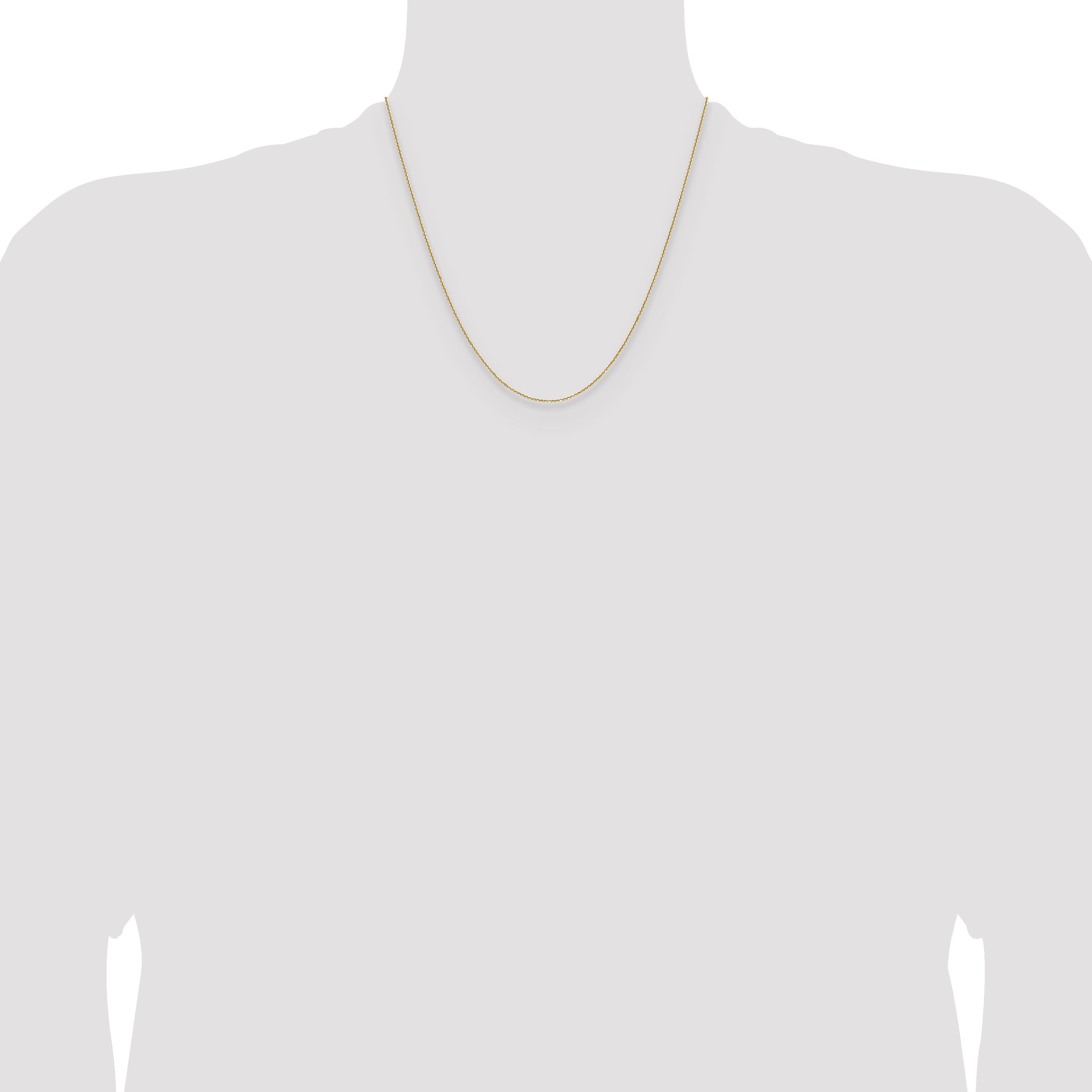 2 Inch 14K Yellow Gold 1.1mm D/C Round Cable Chain Necklace