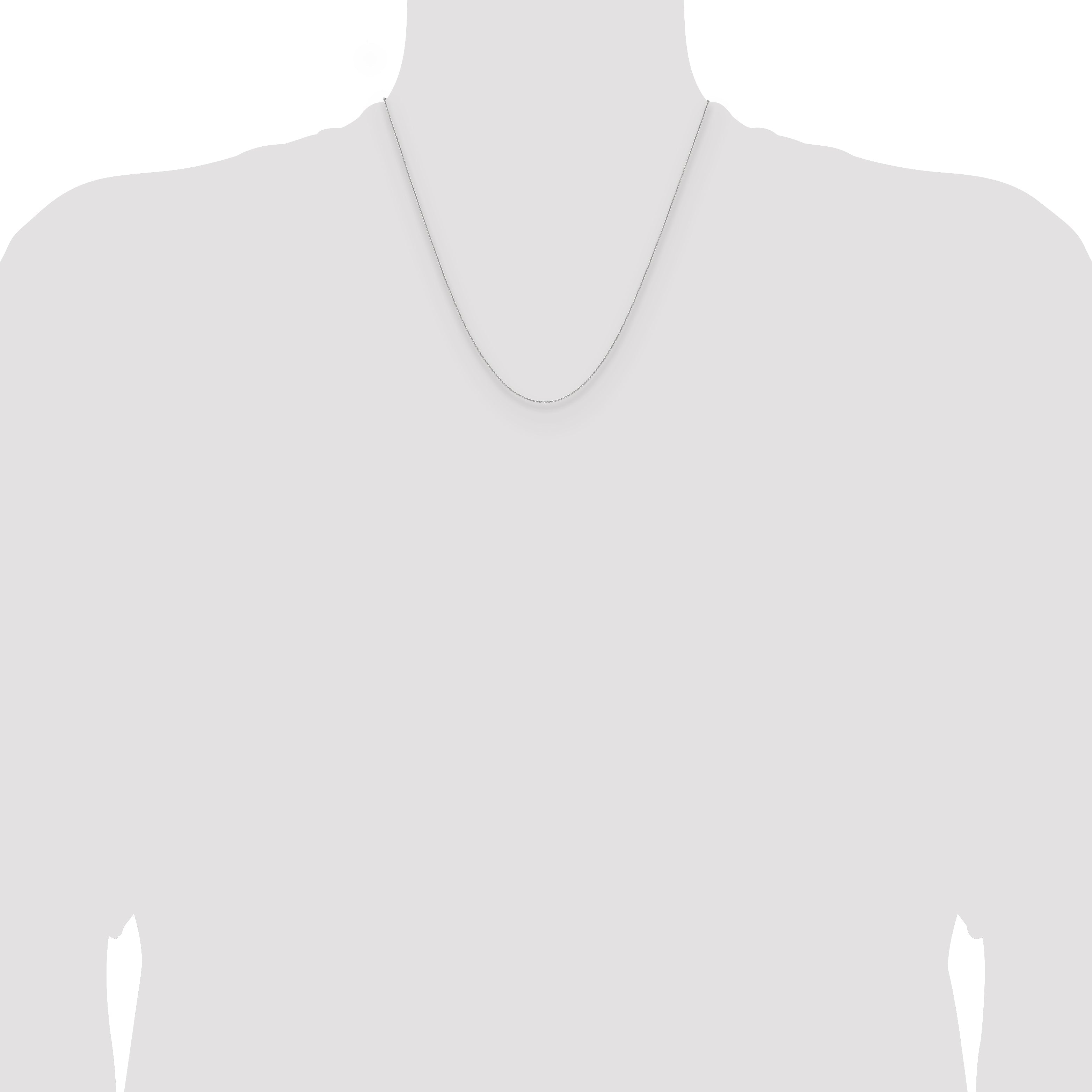 2 Inch 14K White Gold 1.1mm D/C Round Cable Chain Necklace