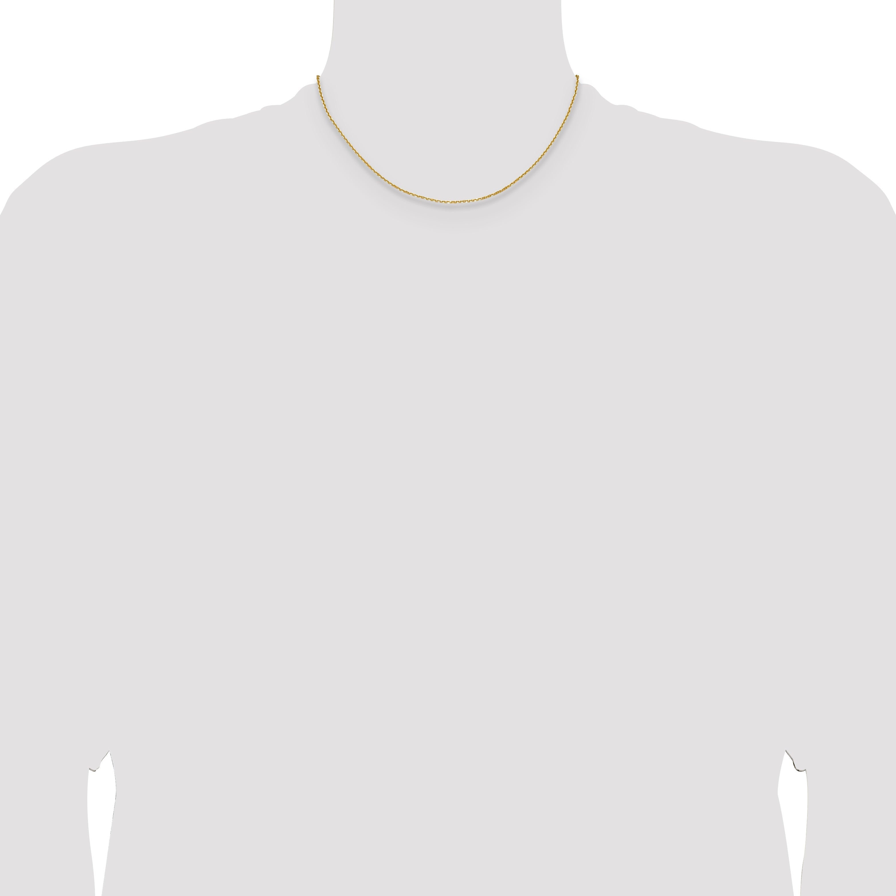 16 Inch 14K Yellow Gold 1.45mm D/C Round Cable Chain Necklace