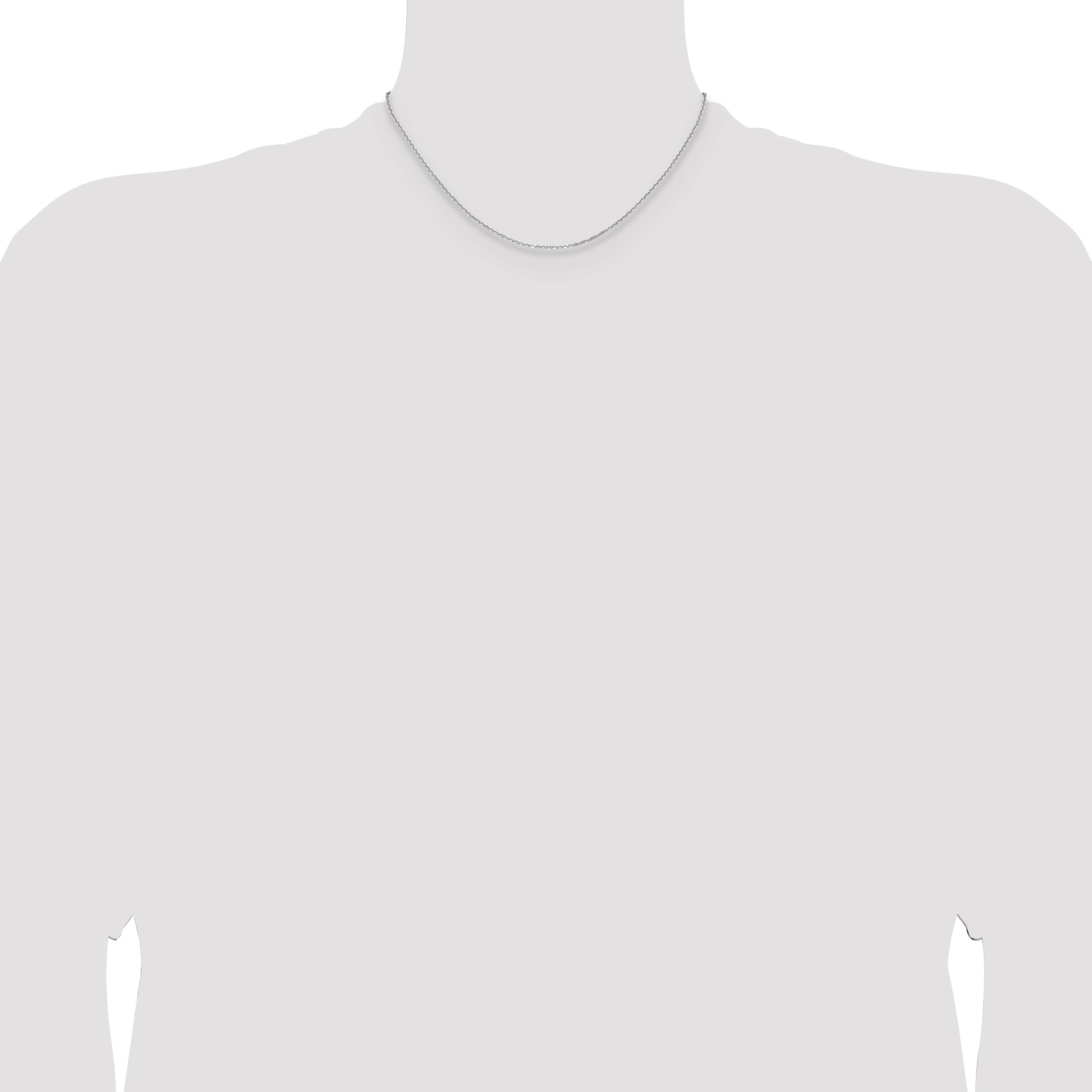 16 Inch 14K White Gold 1.45mm D/C Round Cable Chain Necklace