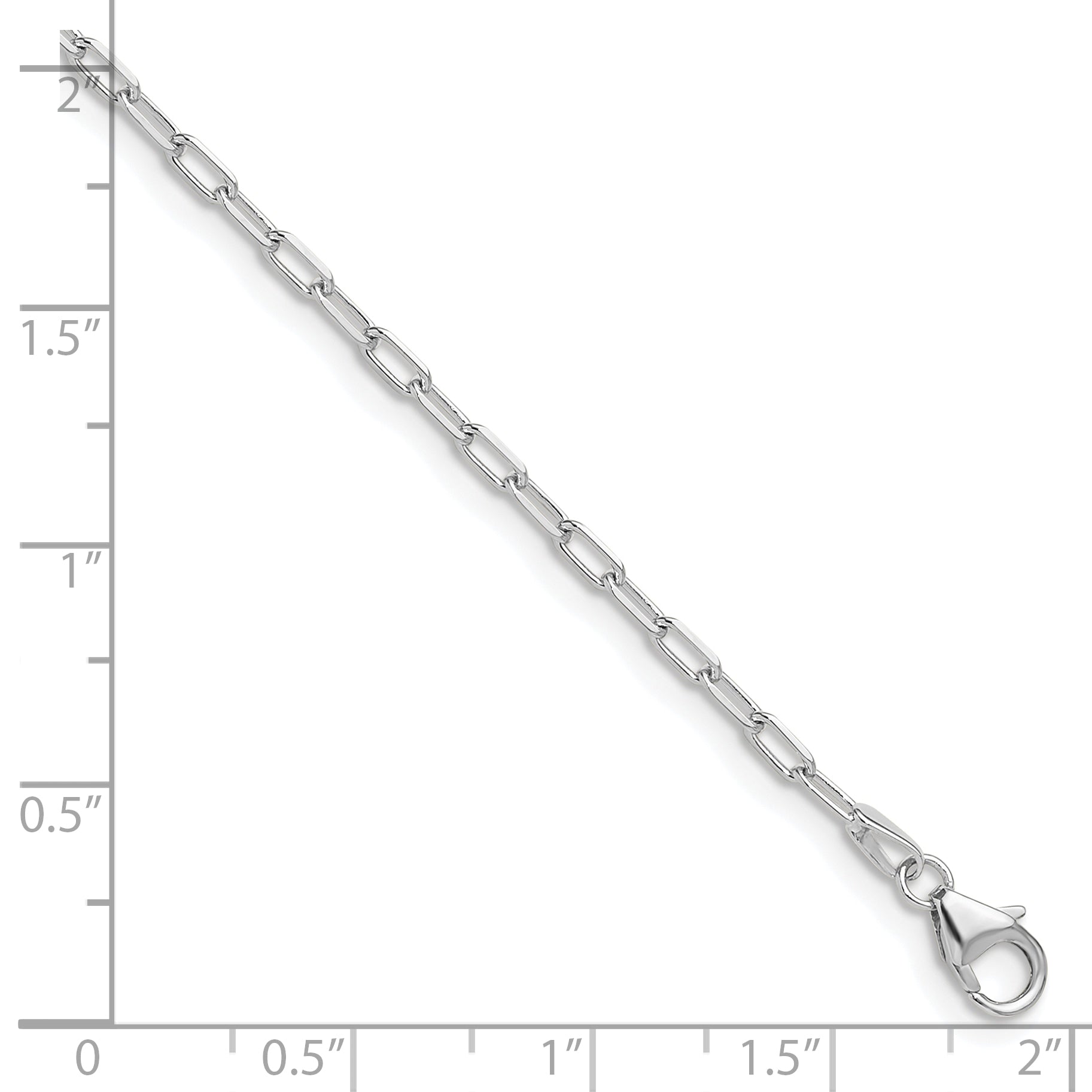 7 Inch 14K White Gold Wg 2.2mm Solid Beveled D/C Paperclip Chain Bracelet