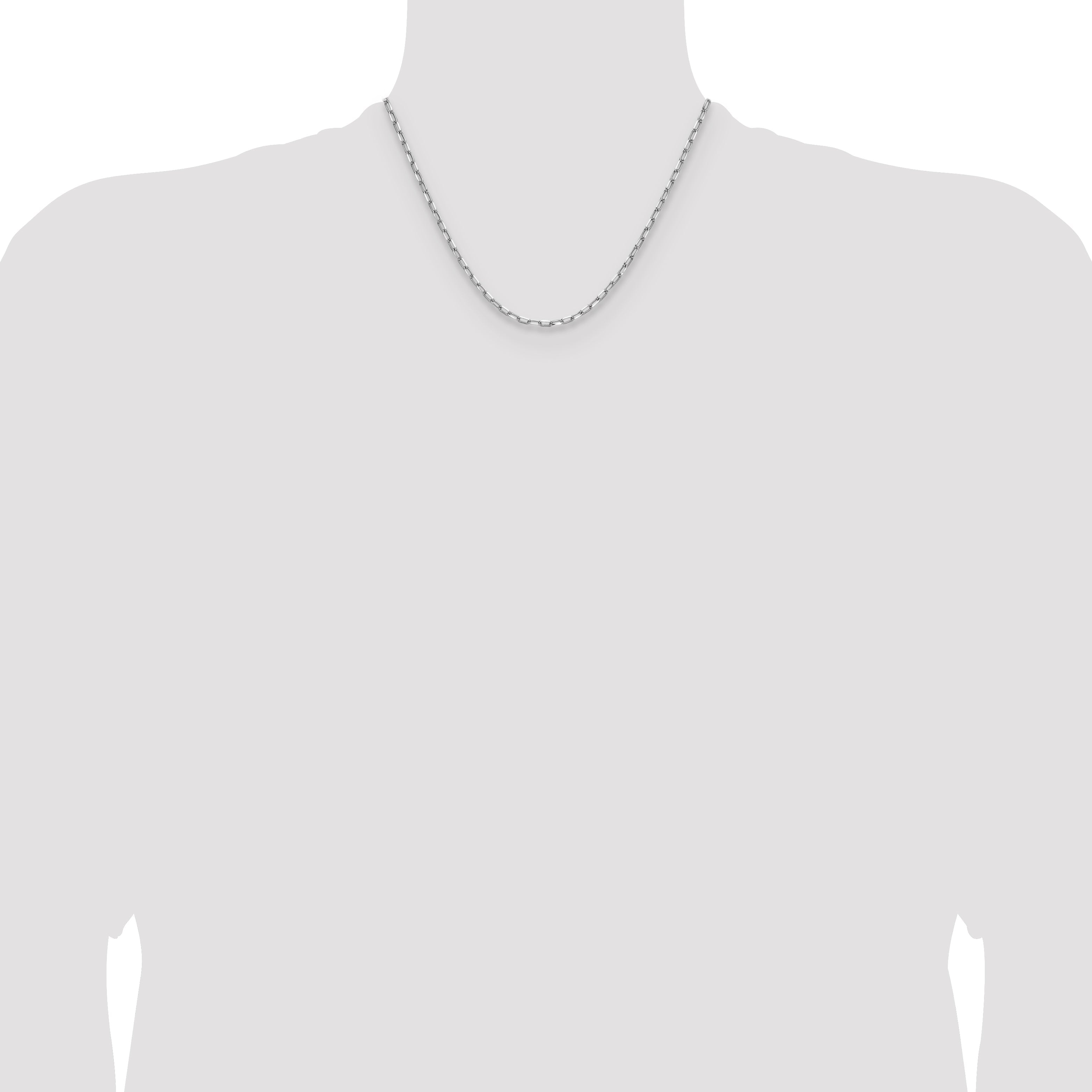 18 Inch 14K White Gold Wg 3.0mm Solid Beveled D/C Paperclip Chain Necklace