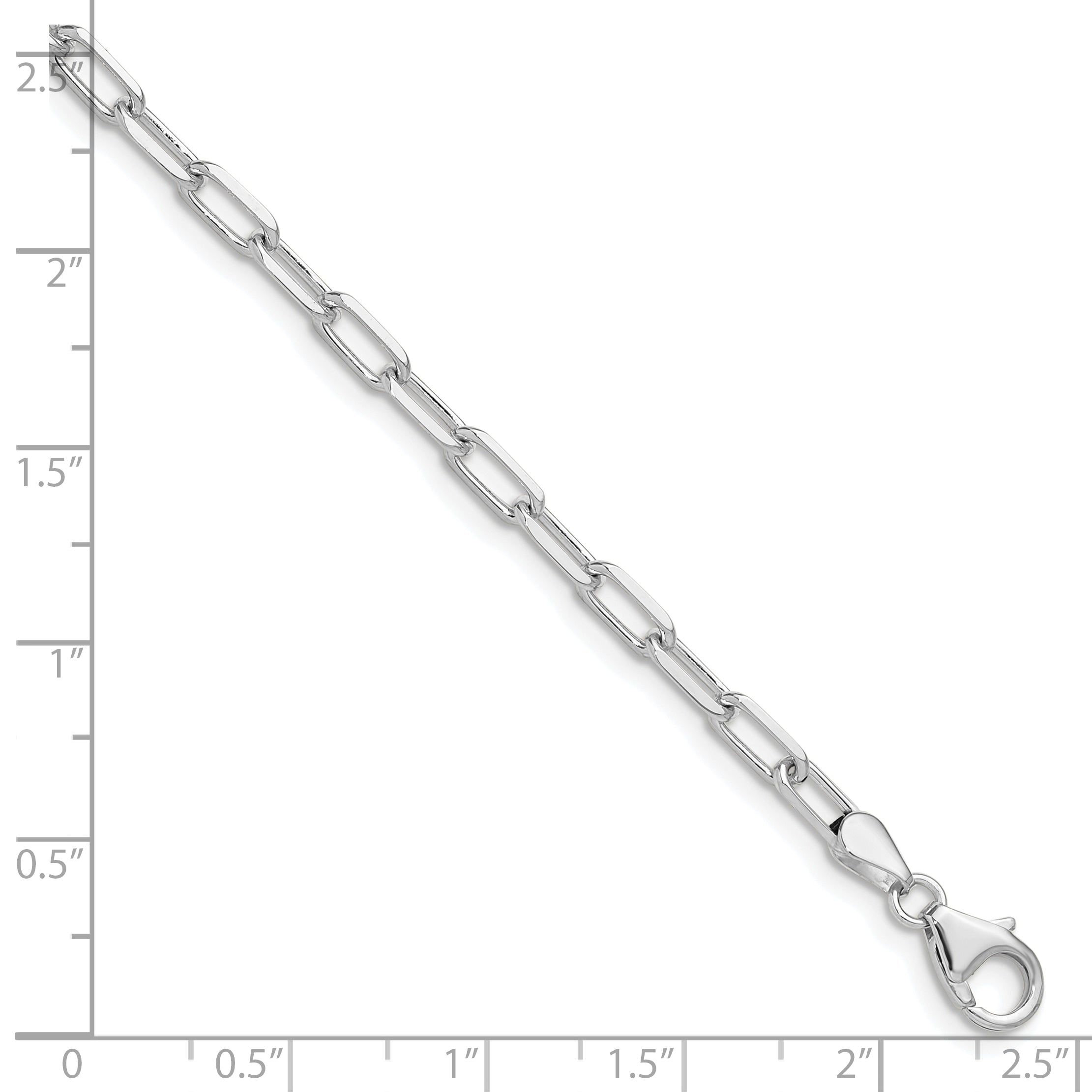 7 Inch 14K White Gold Wg 3.5mm Solid Beveled D/C Paperclip Chain Bracelet