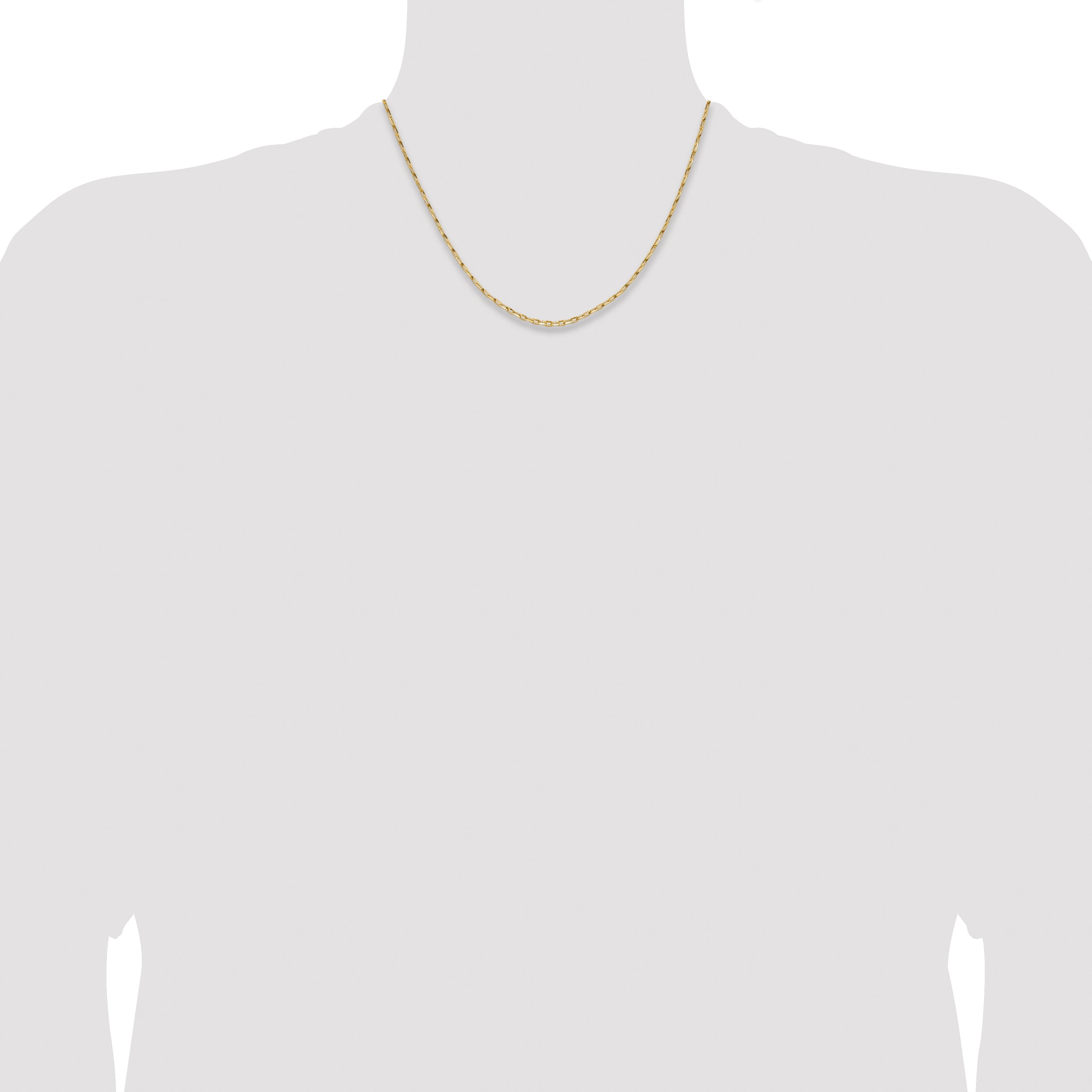 18 Inch 14K Yellow Gold 1.75mm D/C Open Long Link Cable Chain Necklace