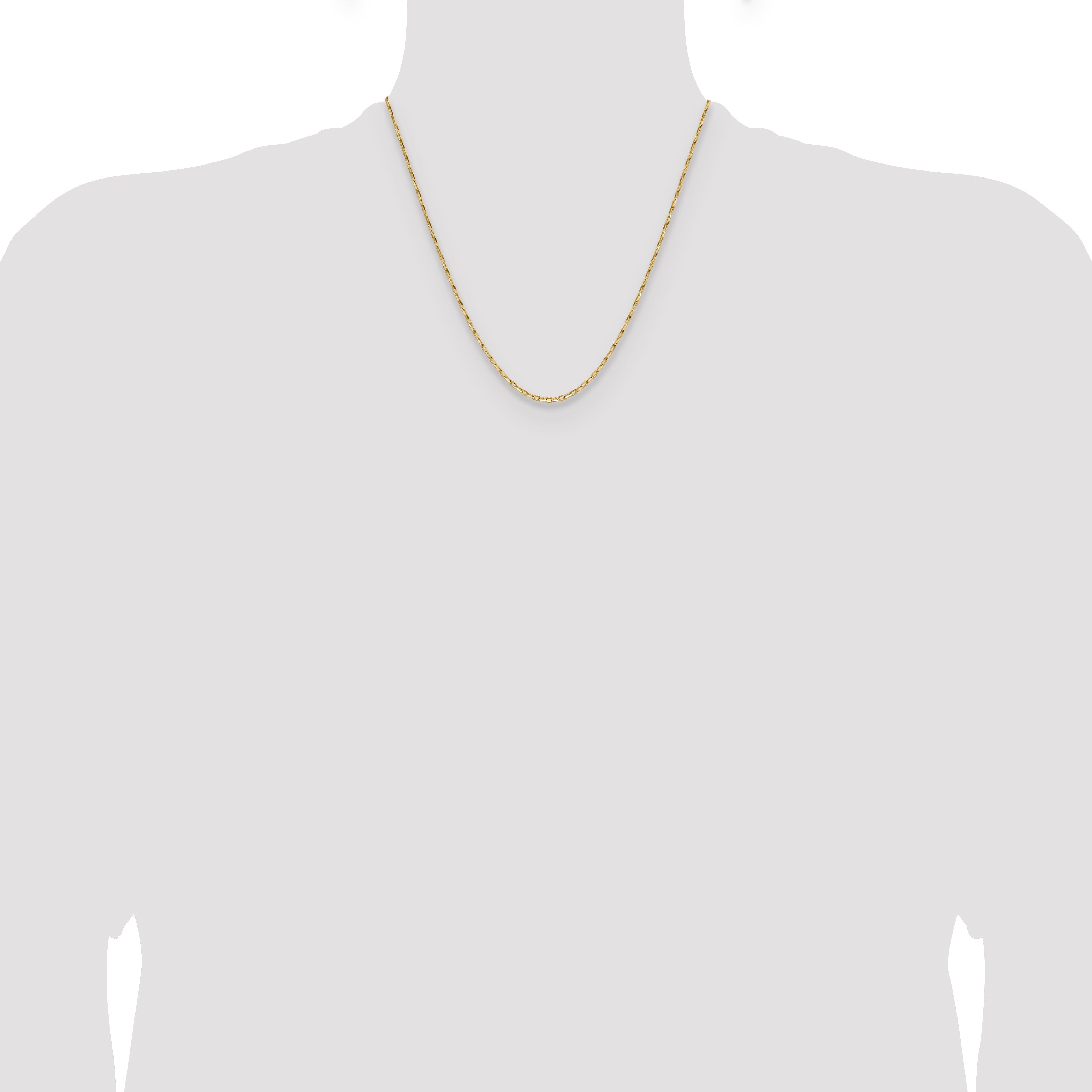 2 Inch 14K Yellow Gold 1.75mm D/C Open Long Link Cable Chain Necklace