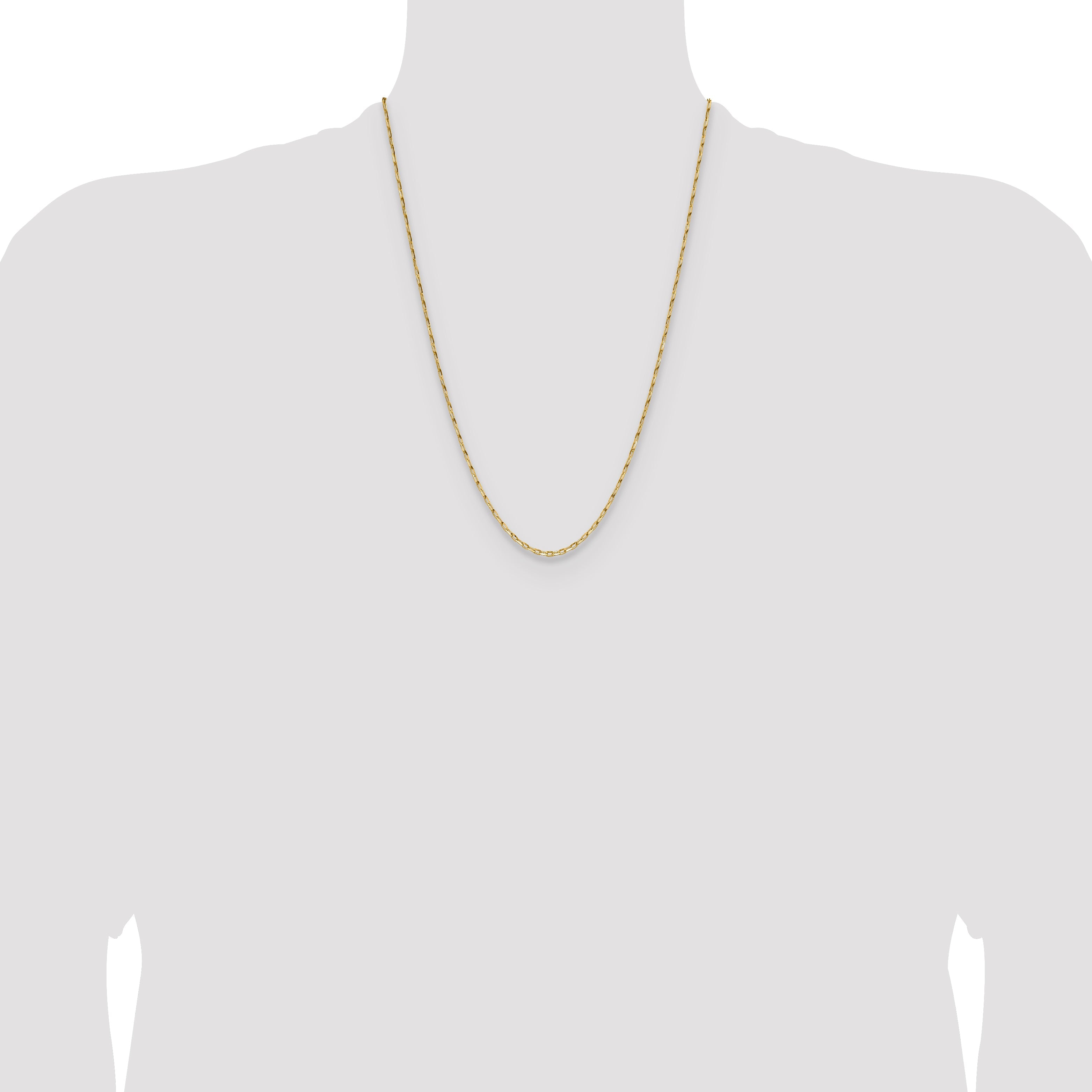 24 Inch 14K Yellow Gold 1.75mm D/C Open Long Link Cable Chain Necklace