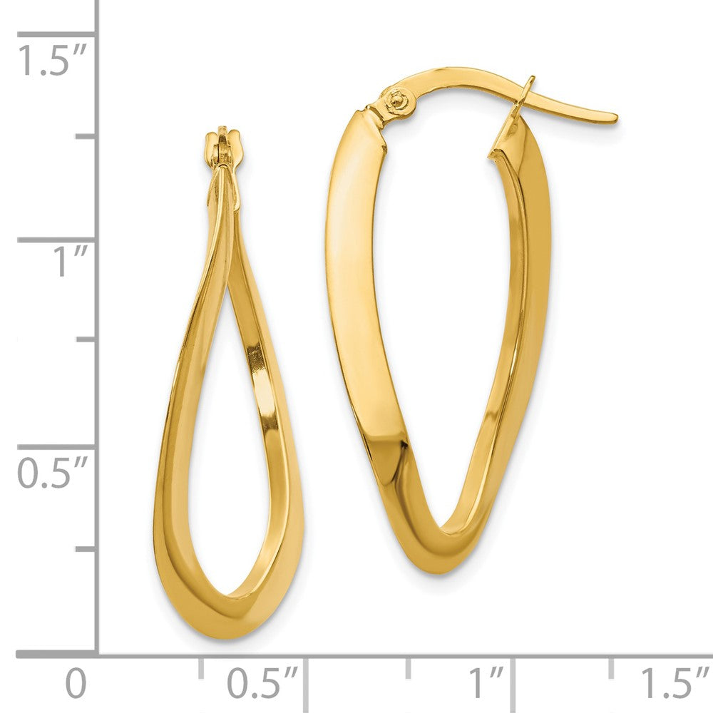 14K Yellow Gold Polished Oval Hoop Earrings