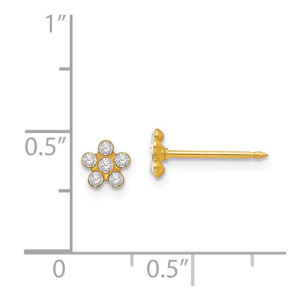 14K Yellow Gold Inverness April Crystal Birthstone Flower Earrings