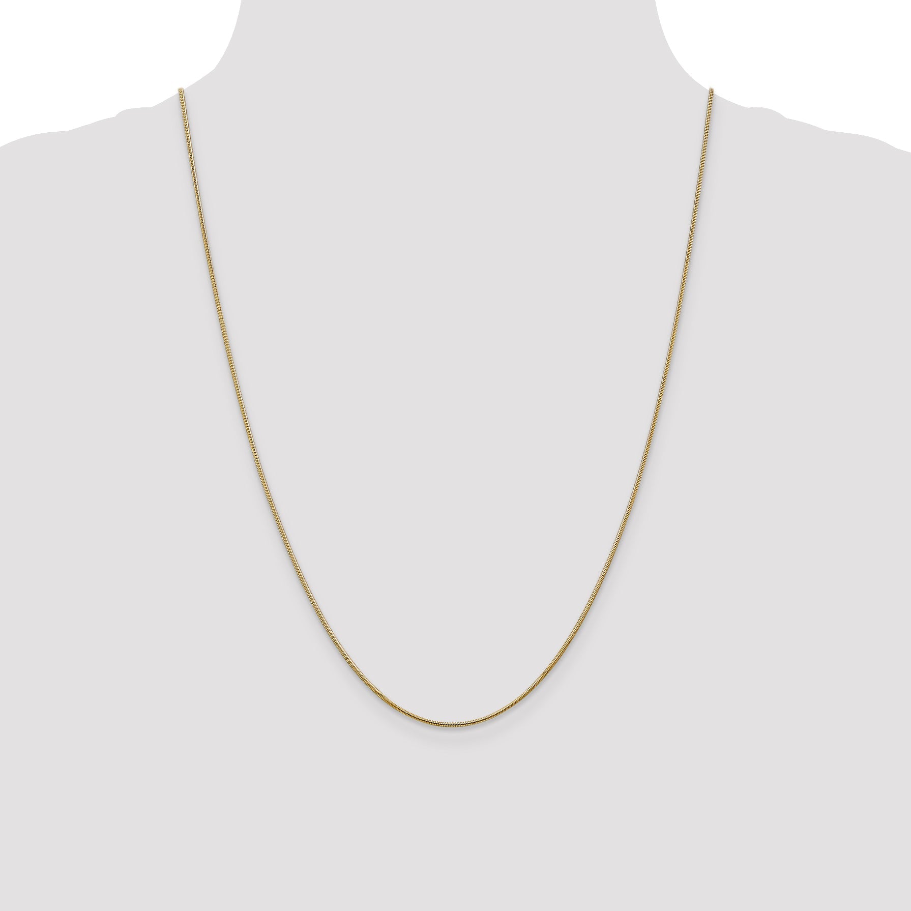 24 Inch 14K 1mm Round Snake Chain Necklace