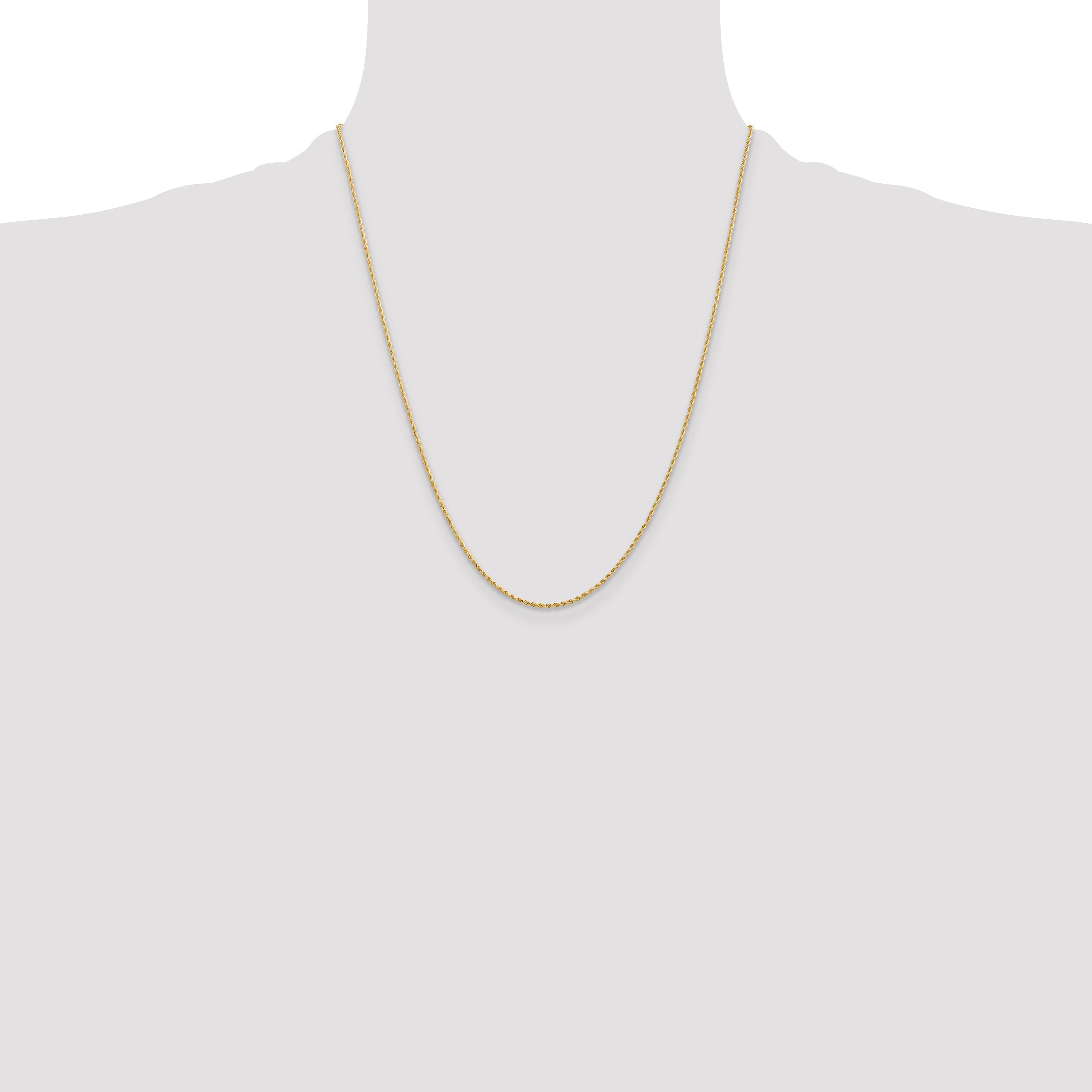 22 Inch 10K Yellow Gold 1.75mm Diamond Cut Rope Chain Necklace