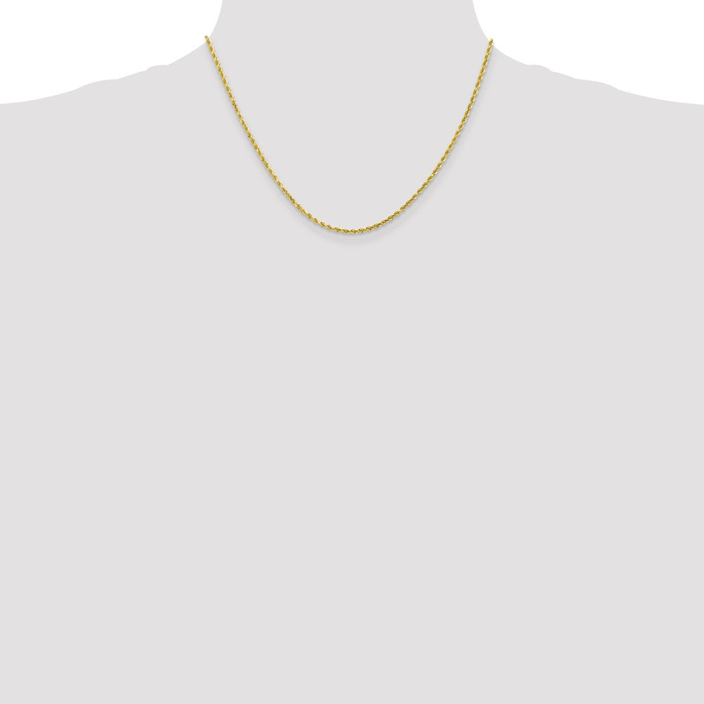 18 Inch 10K Yellow Gold 2.25mm Diamond Cut Rope Chain Necklace