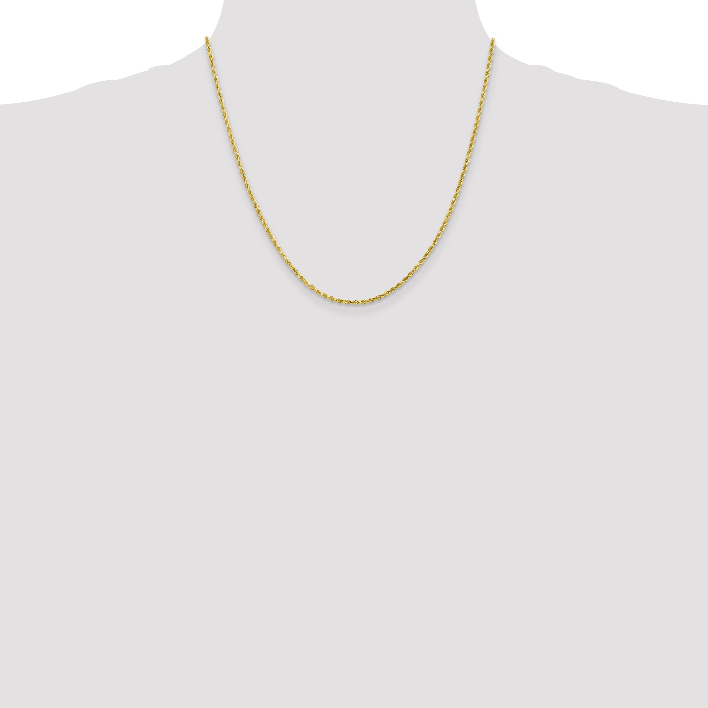 20 Inch 10K 2.25mm Diamond-Cut Rope Chain Necklace