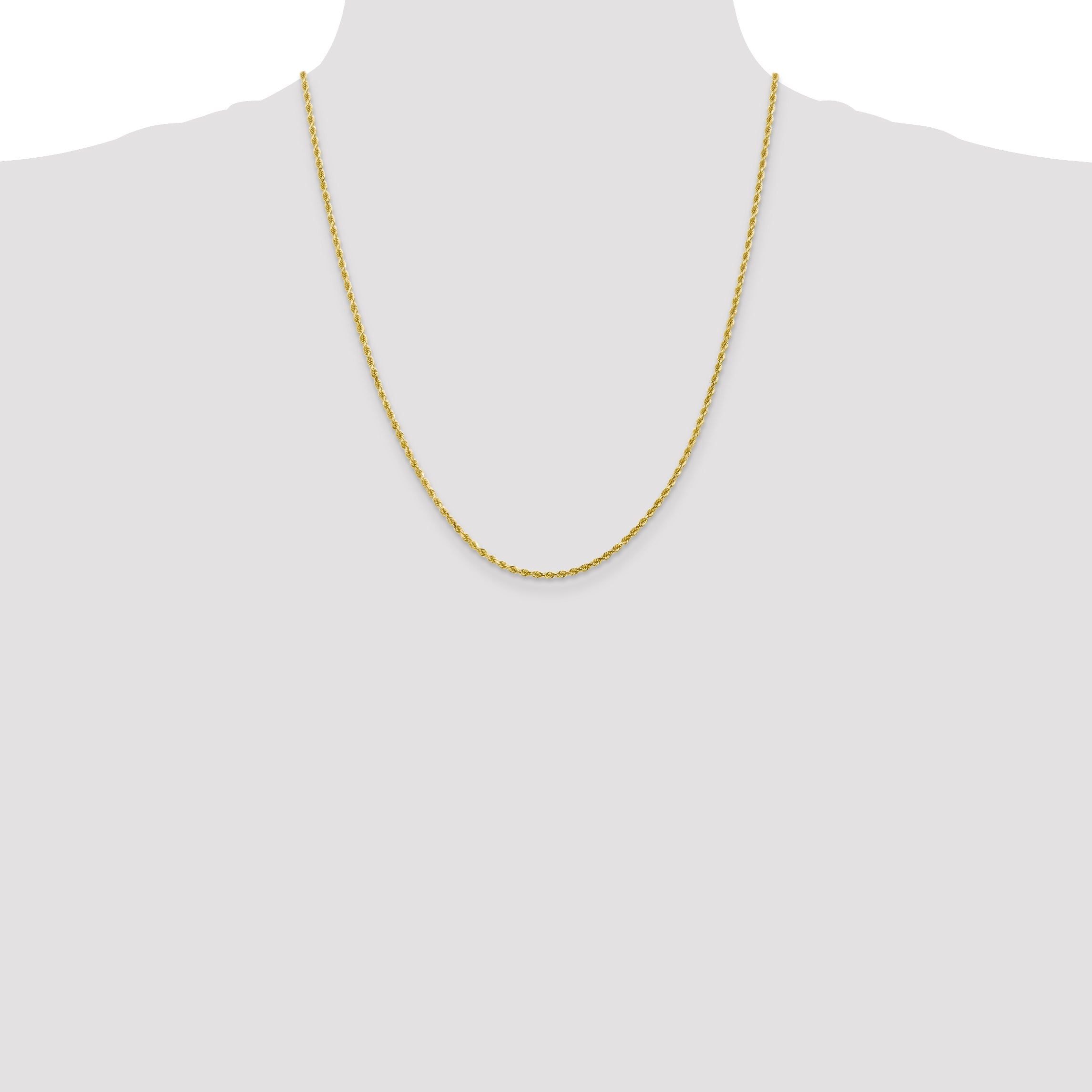 22 Inch 10K 2.25mm Diamond-Cut Rope Chain Necklace