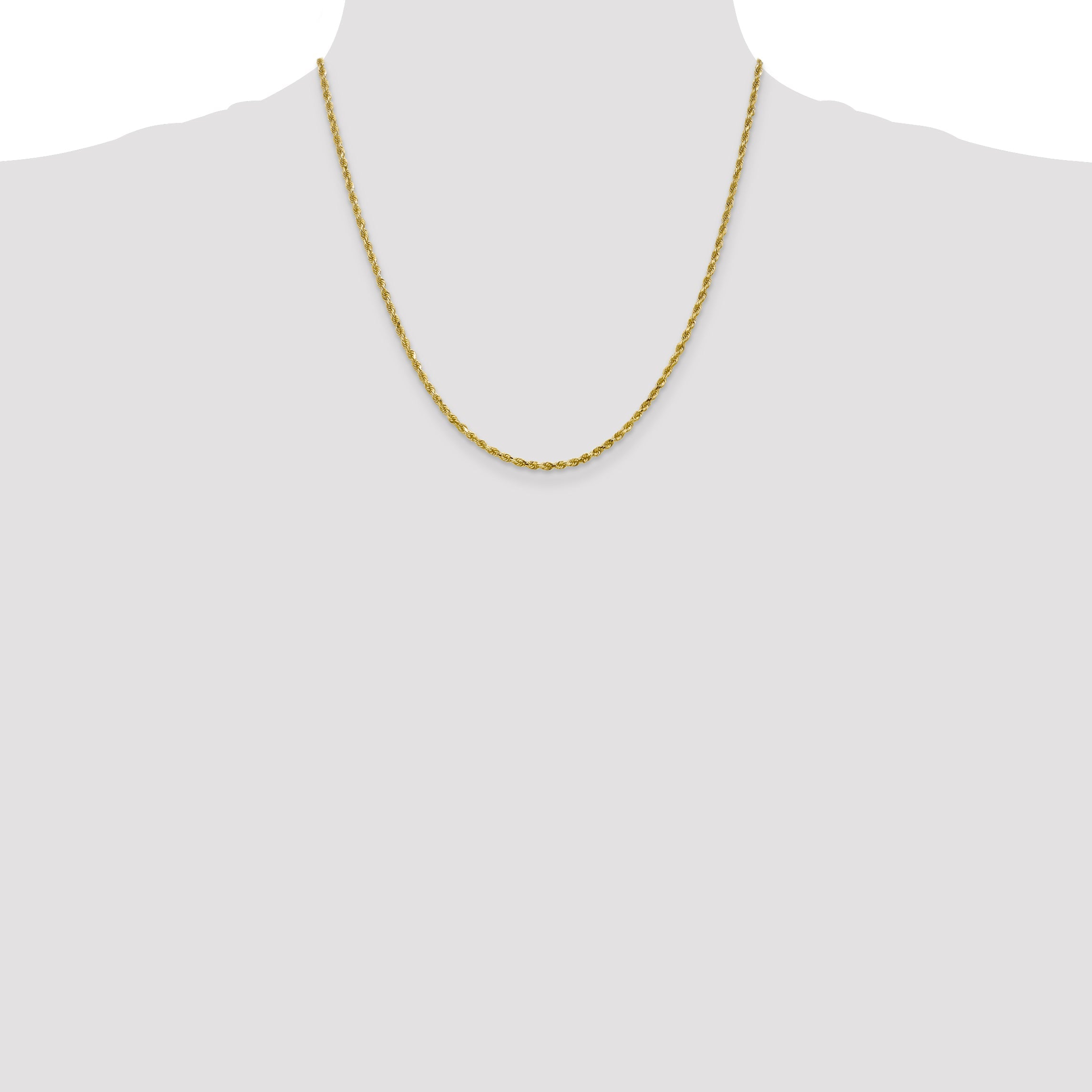 20 Inch 10K 2.5mm Diamond-Cut Rope Chain Necklace