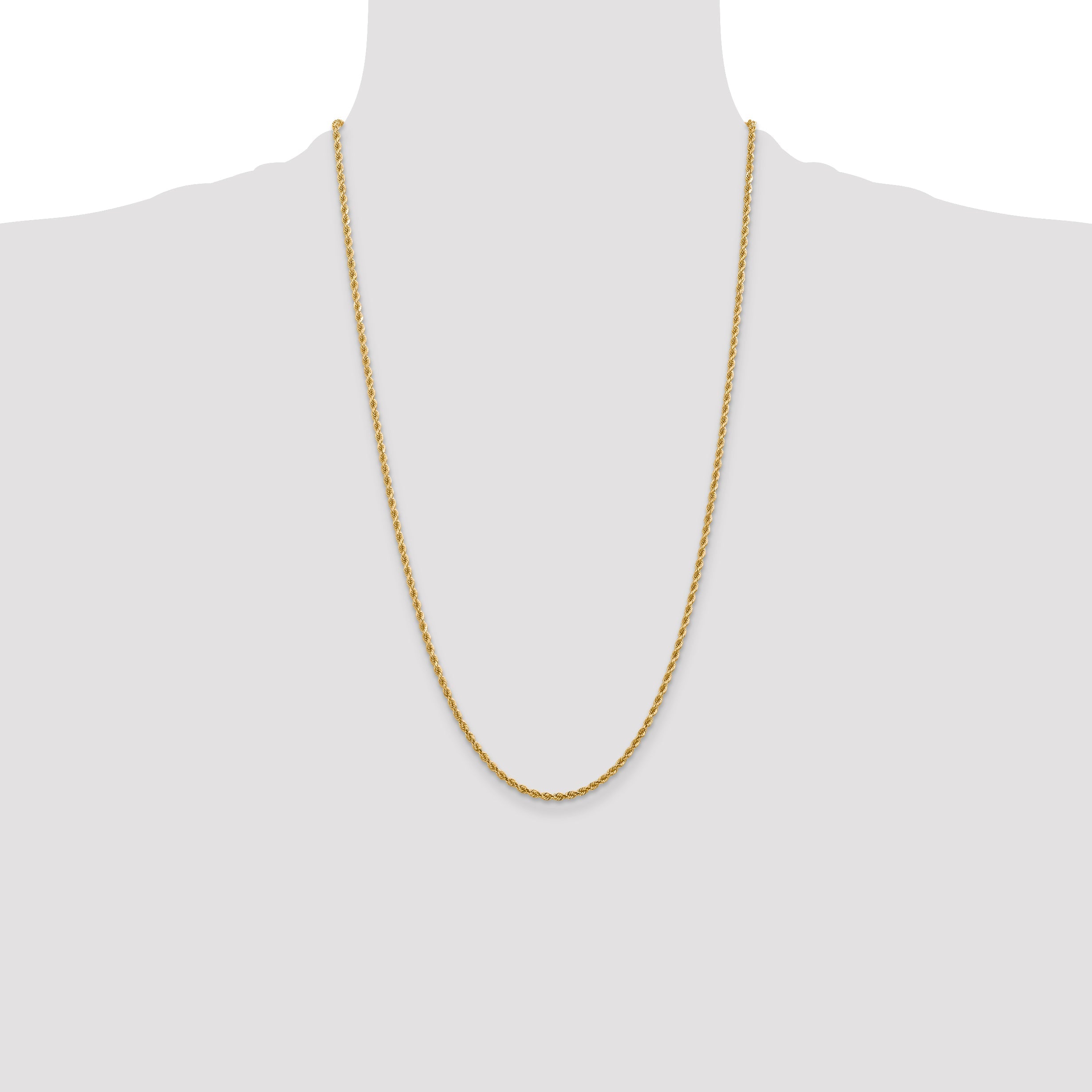 26 Inch 10K Yellow Gold 2.75mm Diamond Cut Rope Chain Necklace