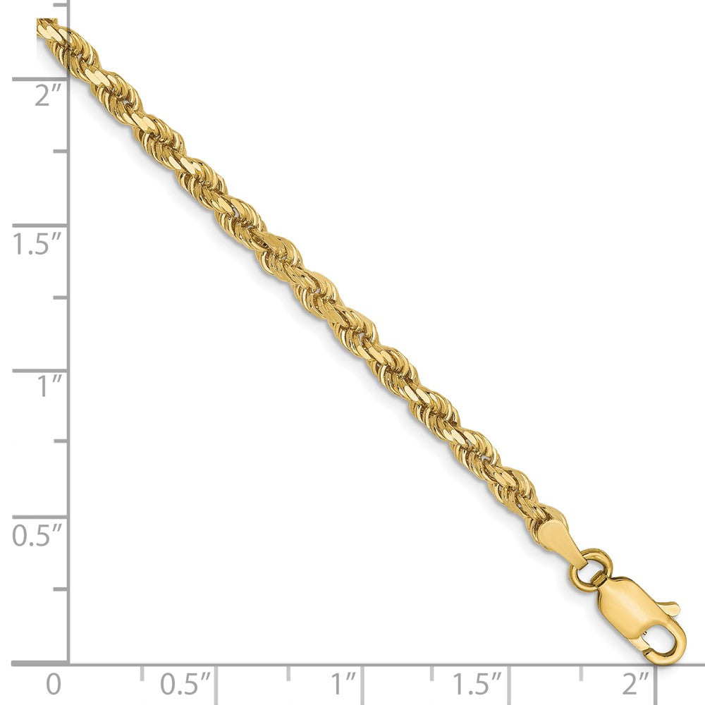 8 Inch 10k Yellow Gold 3mm Diamond-Cut Rope Chain Bracelet
