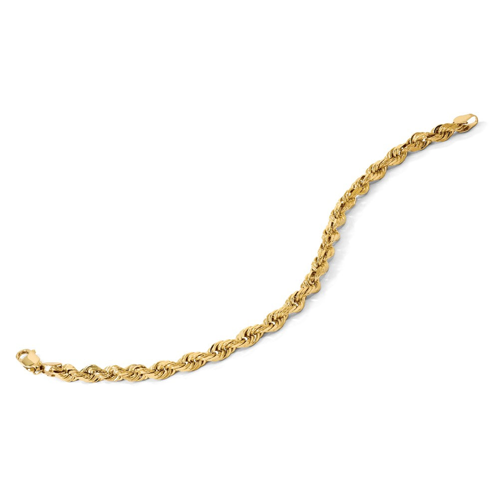 8 Inch 10K Yellow Gold 5.5mm Diamond Cut Rope Chain Bracelet
