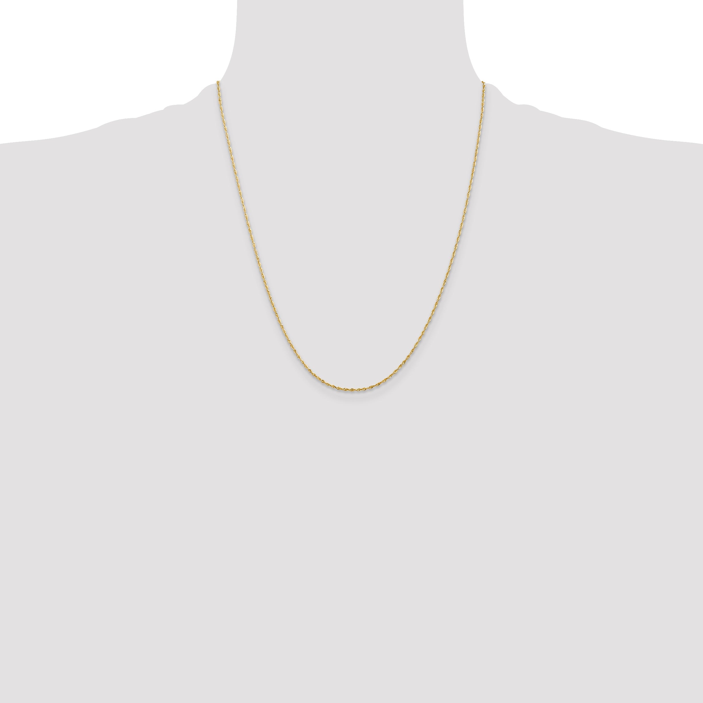 22 Inch 10K Yellow Gold 2.5mm Diamond Cut Lightweight Rope Chain Necklace
