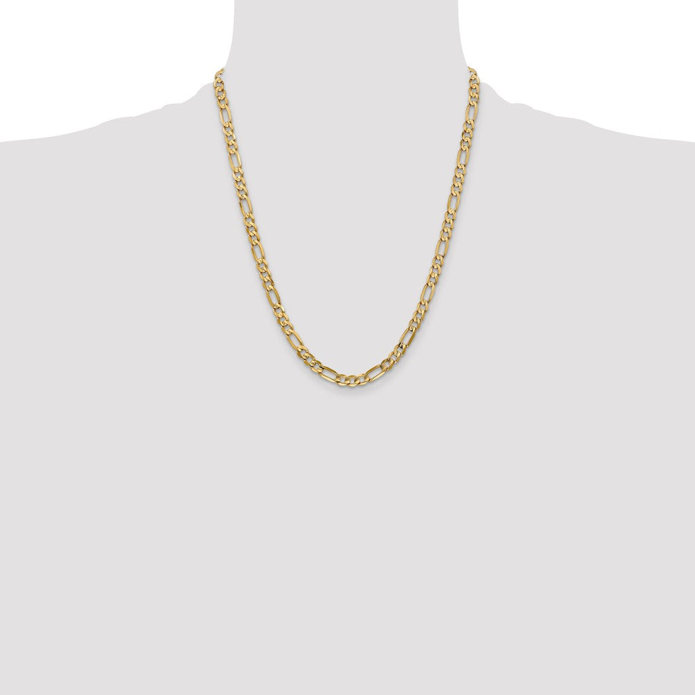 10K Yellow Gold 6mm Concave Figaro Bracelet