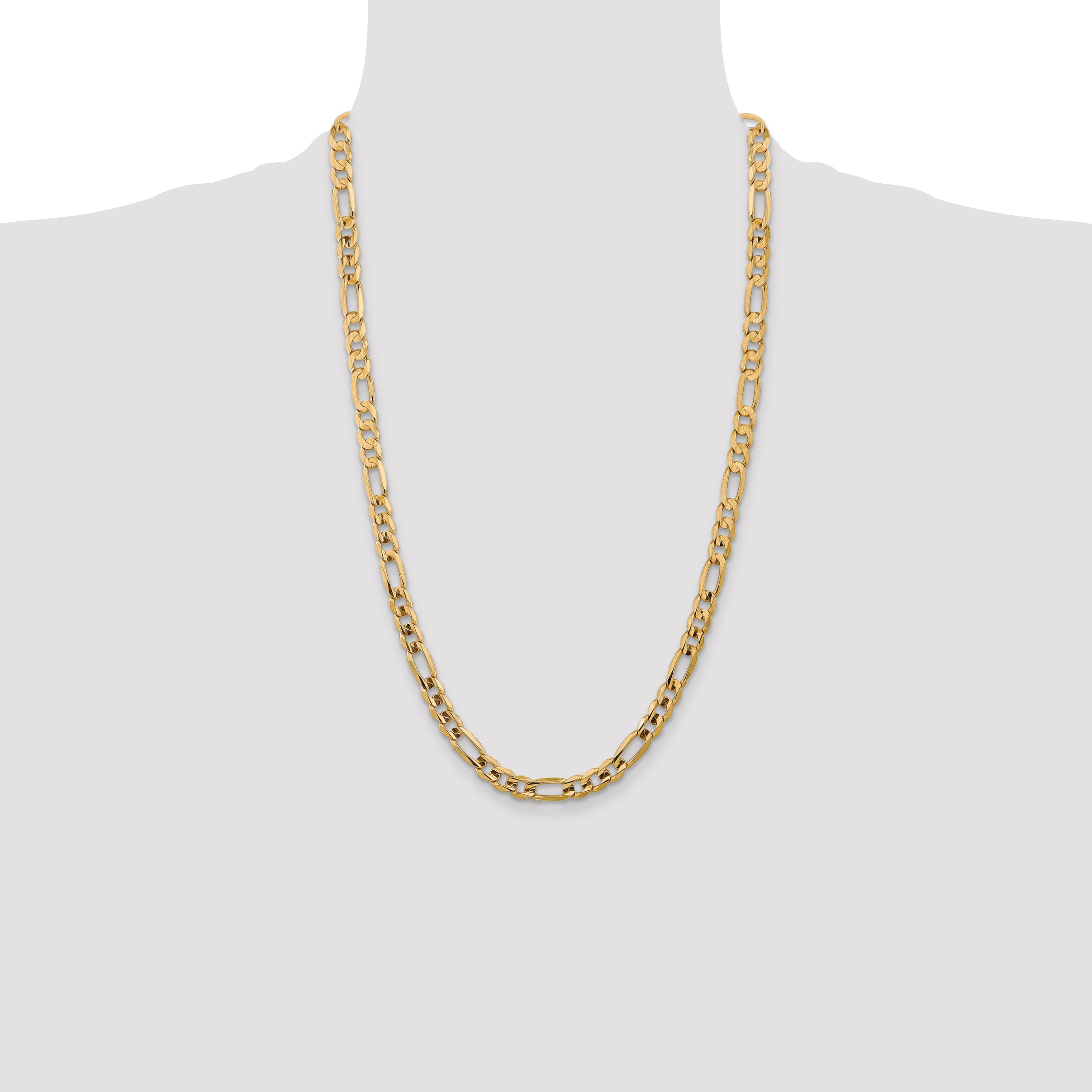 10K Yellow Gold 7.5mm Concave Figaro Bracelet