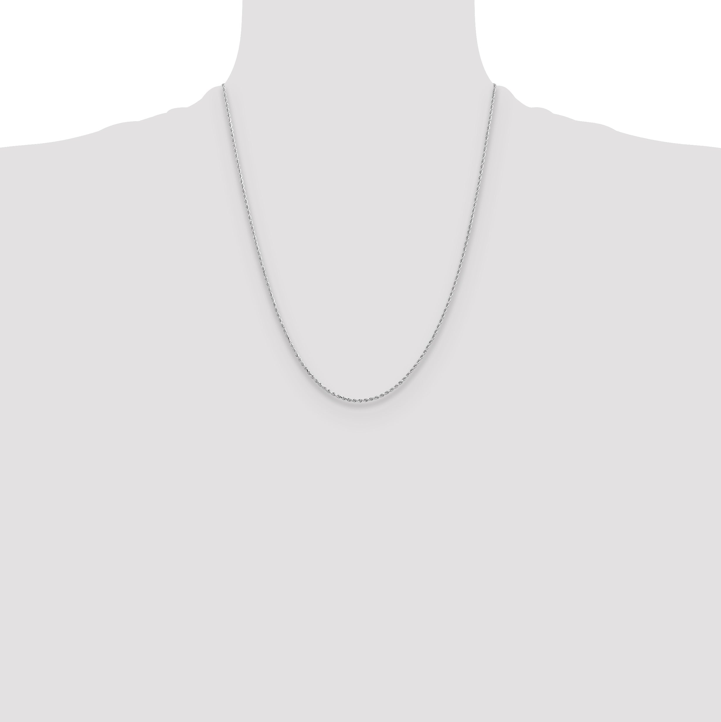 22 Inch 10K White Gold 1.75mm Diamond Cut Rope Chain Necklace