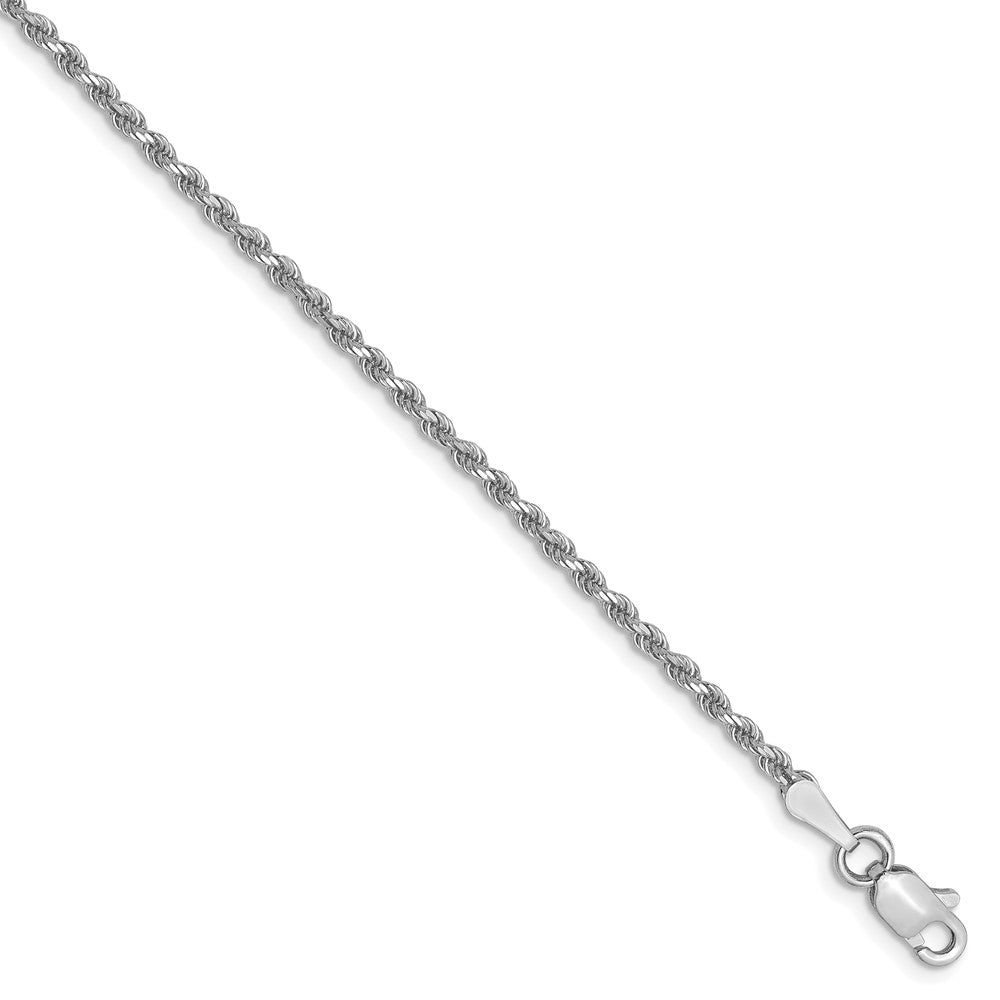 7 Inch 10K White Gold 1.75mm Diamond Cut Rope Chain Bracelet