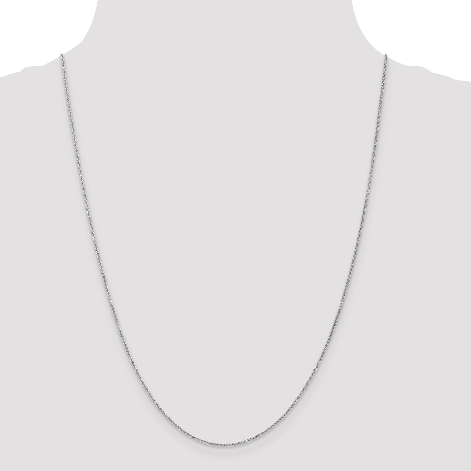 24 Inch 10K White Gold 1mm Spiga Chain Necklace