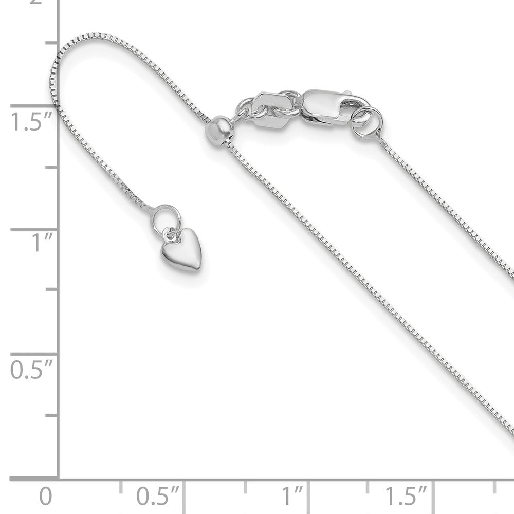 22 Inch 10K White Gold Adjustable .55mm Baby Box Chain Necklace